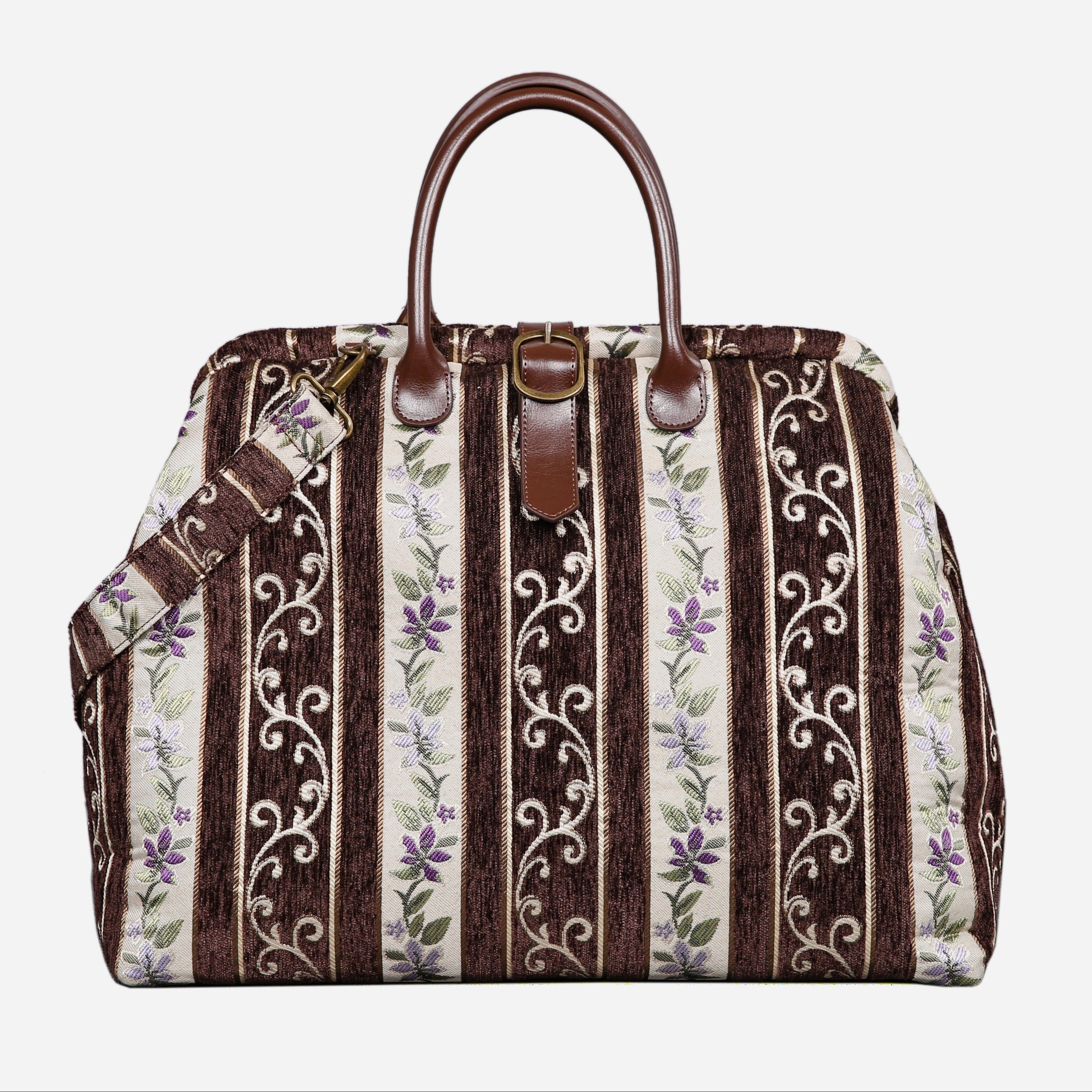 Victorian Strips Coffee Mary Poppins Weekender carpet bag MCW Handmade