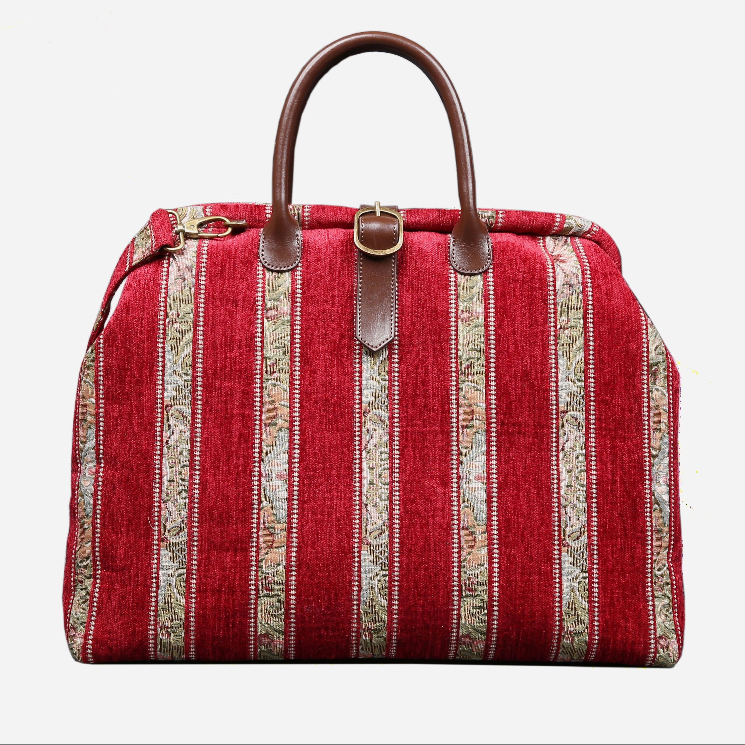 Floral Strips Red Mary Poppins Weekender carpet bag MCW Handmade