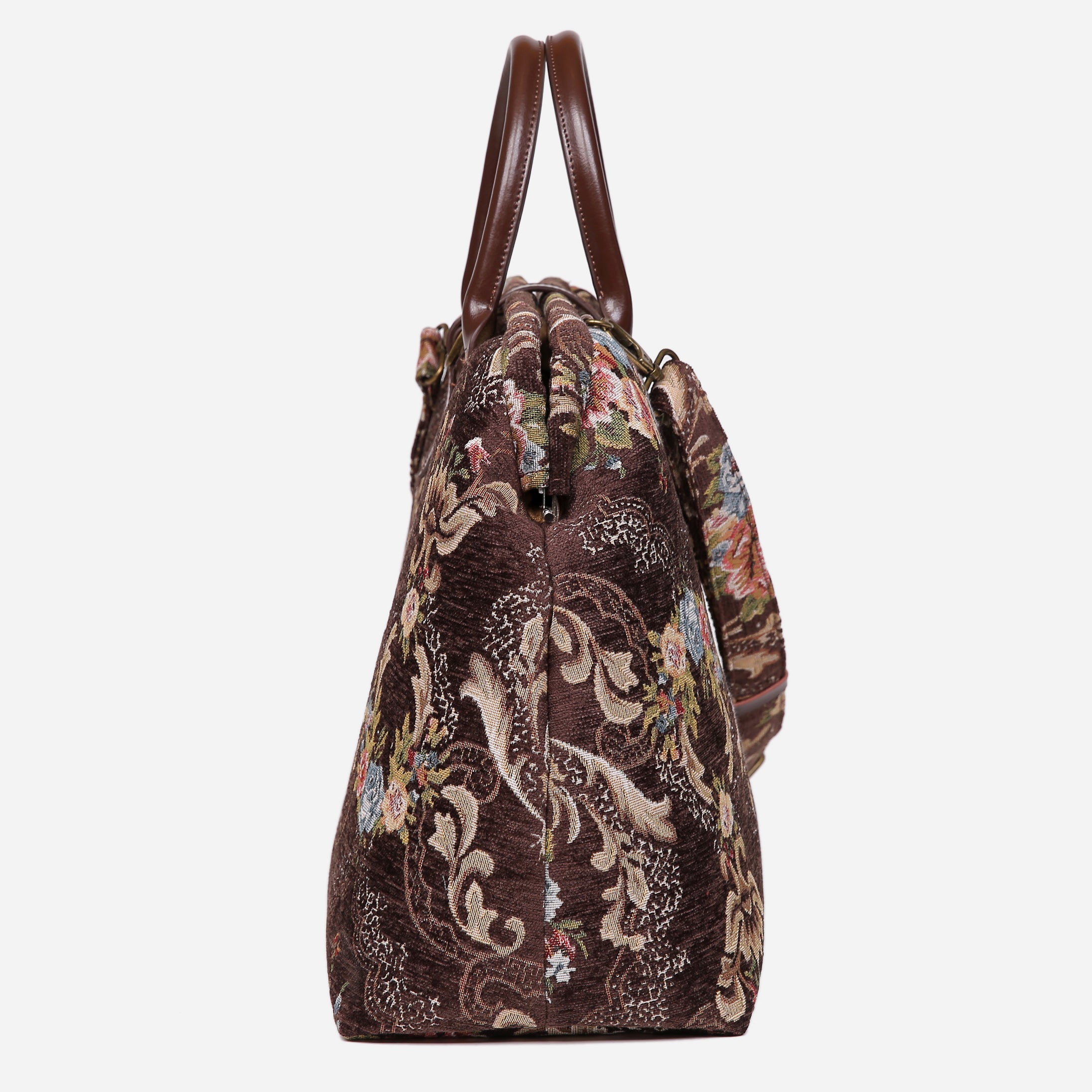 Floral Coffee Mary Poppins Weekender carpet bag MCW Handmade-3