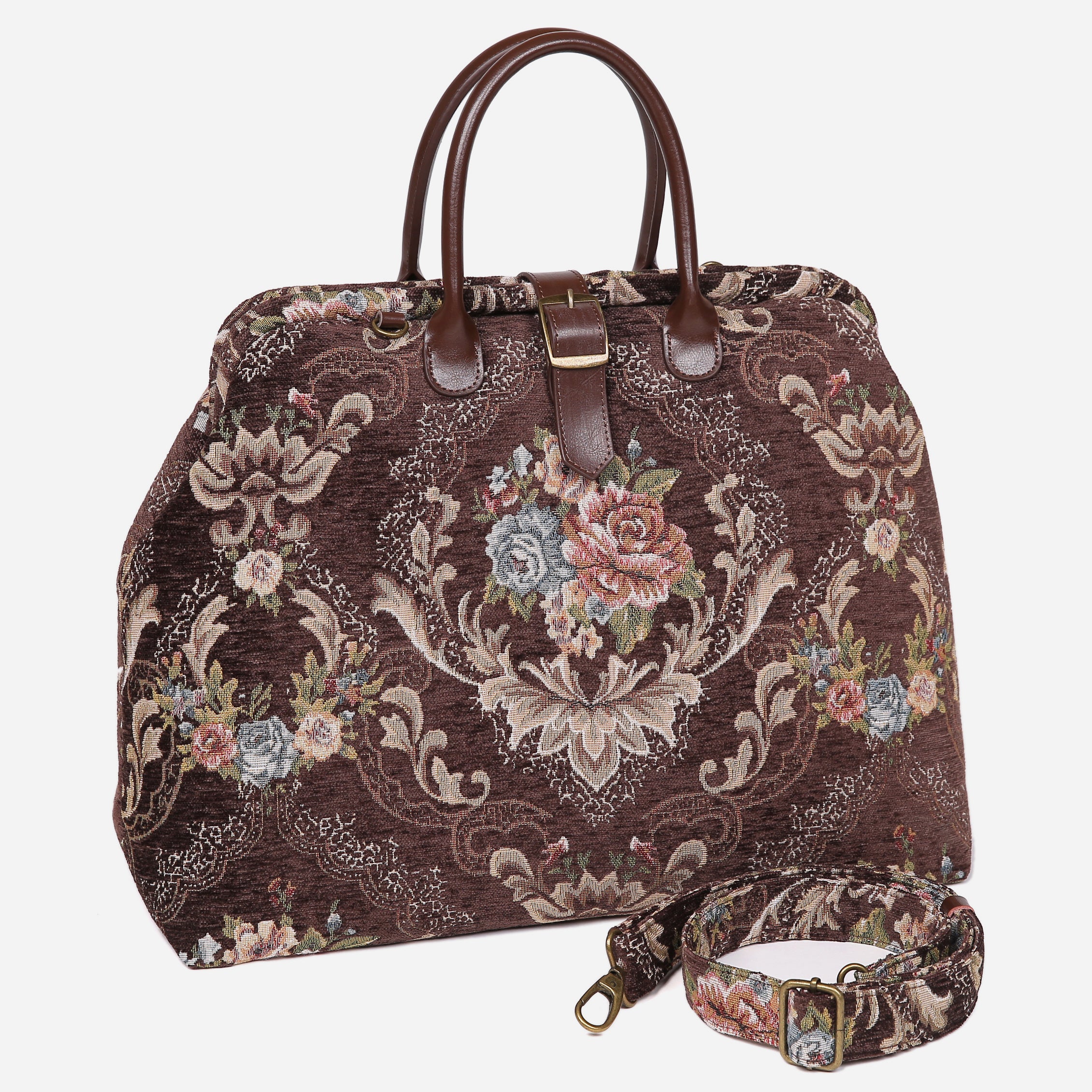 Floral Coffee Mary Poppins Weekender carpet bag MCW Handmade-2