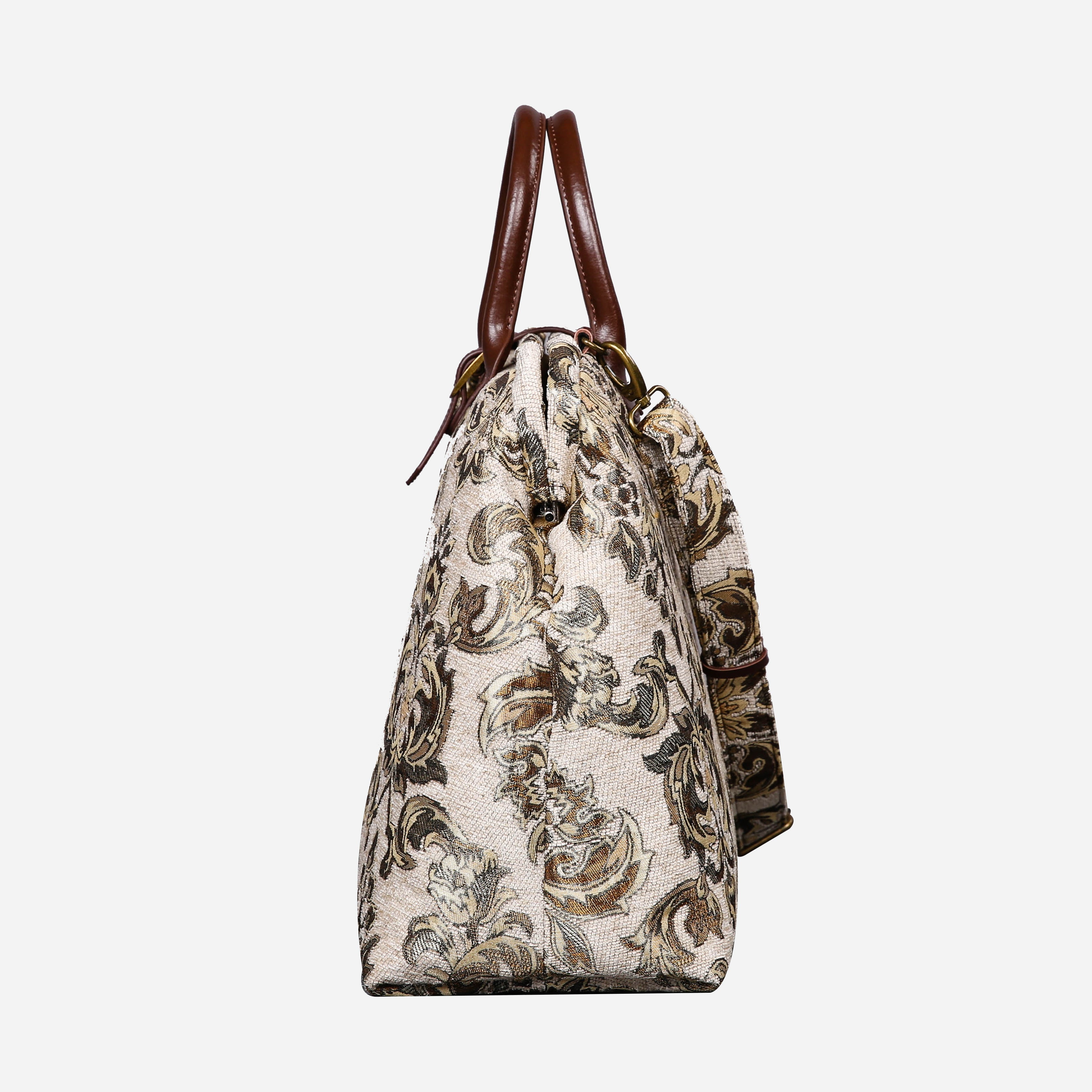 Victorian Blossom Cream-Gold Mary Poppins Weekender carpet bag MCW Handmade-3