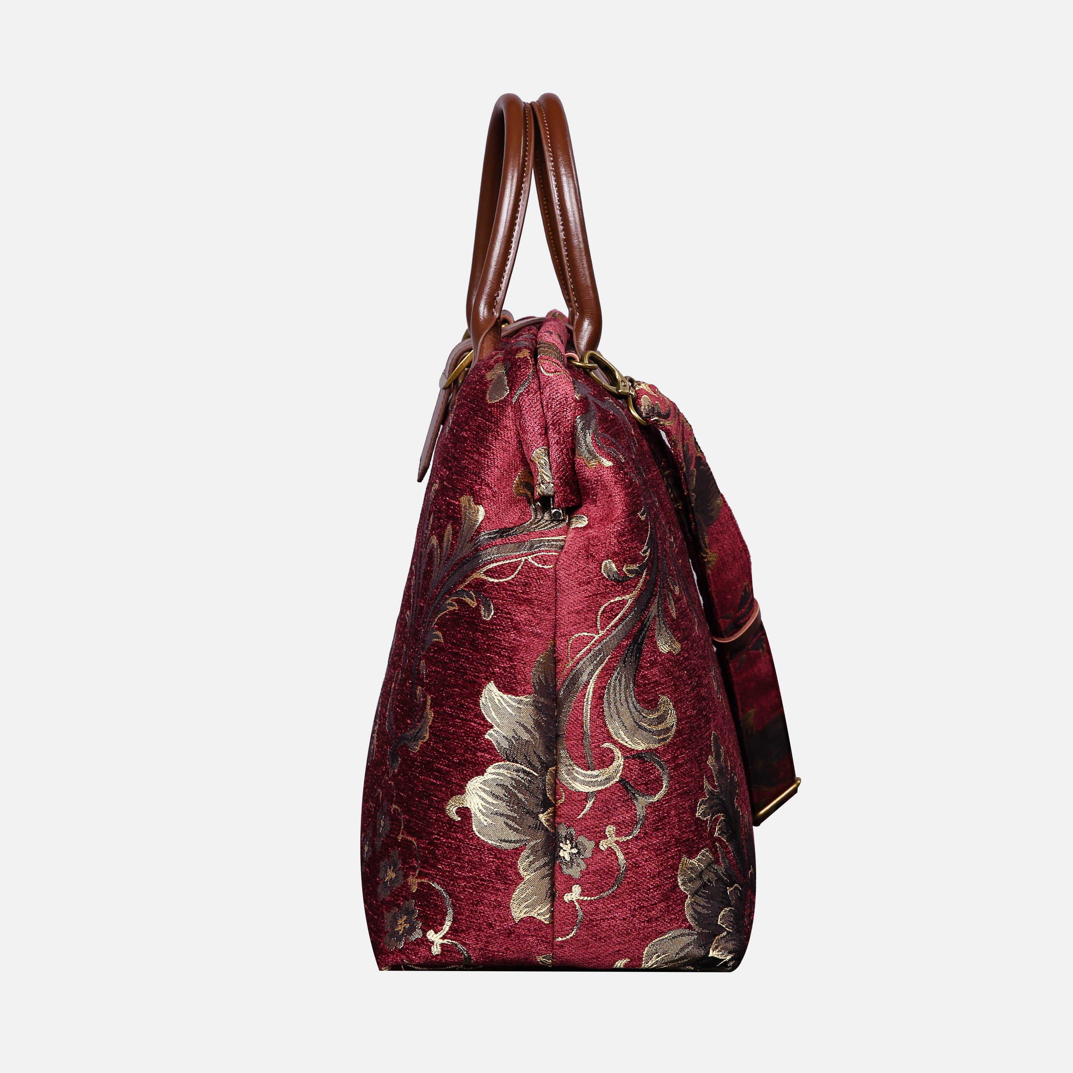 MAJESTY Beet Red Mary Poppins Weekender carpet bag MCW Handmade-3