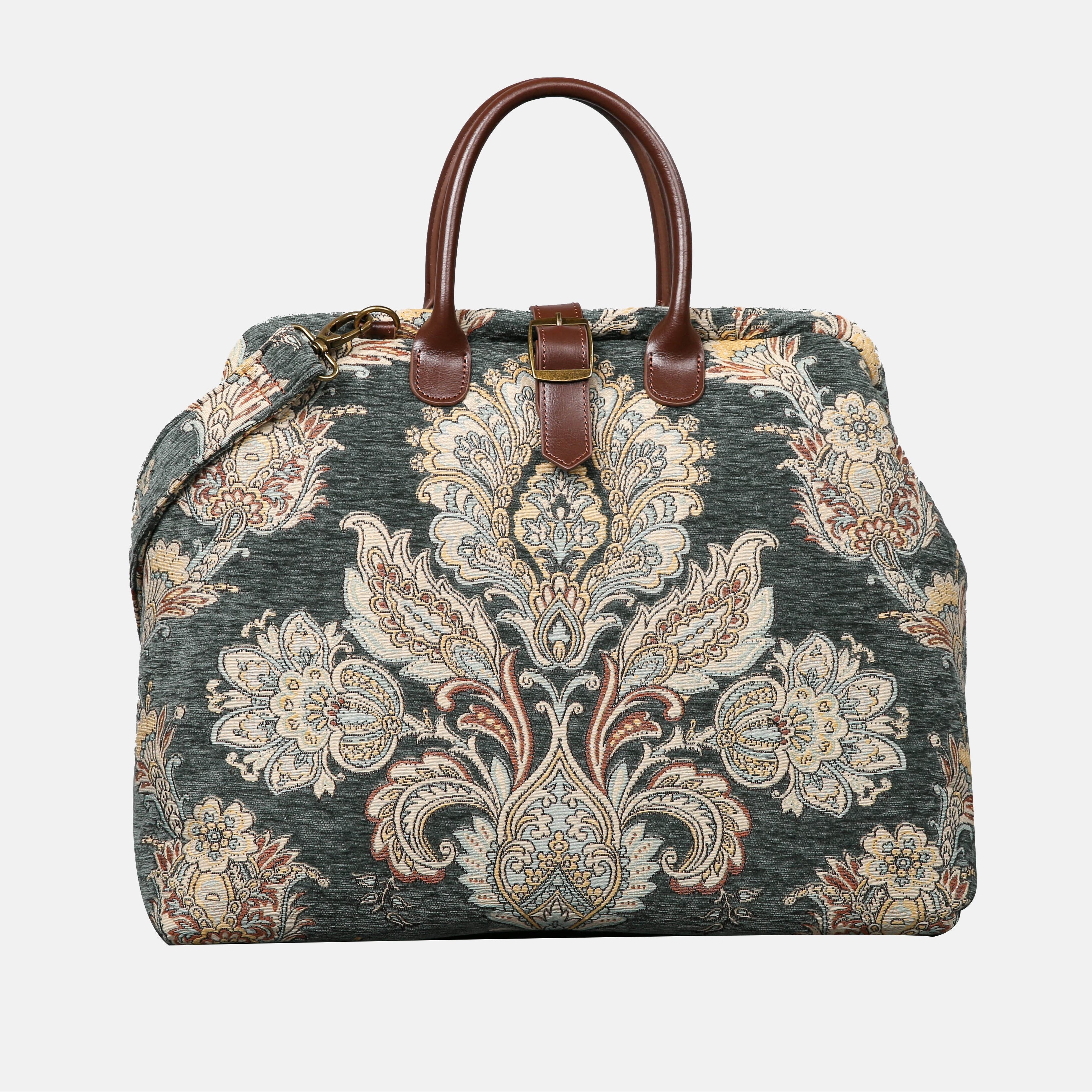 Damask Perylene Green Mary Poppins Weekender carpet bag MCW Handmade main
