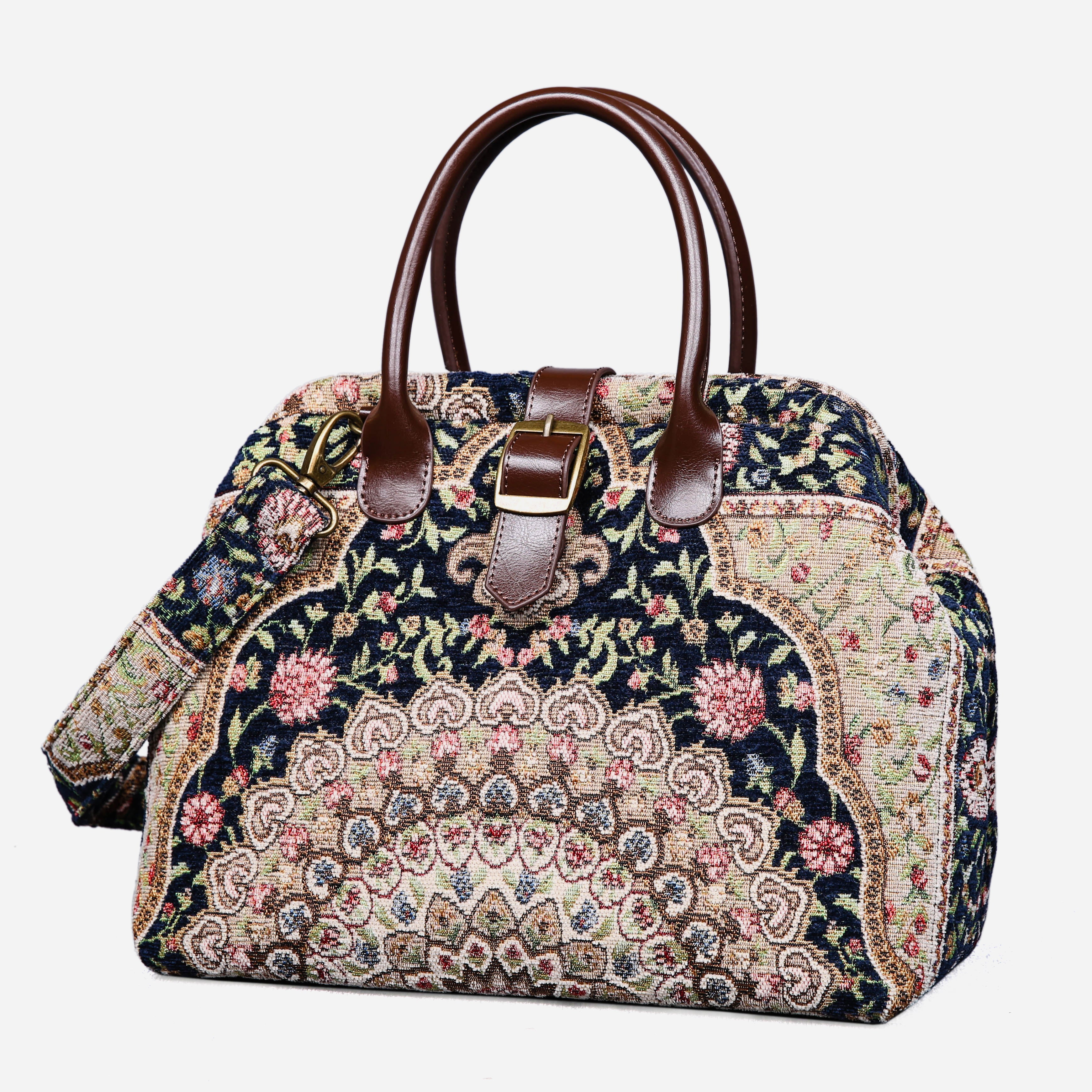 Oriental Navy Carpet Handbag Purse carpet bag MCW Handmade-3