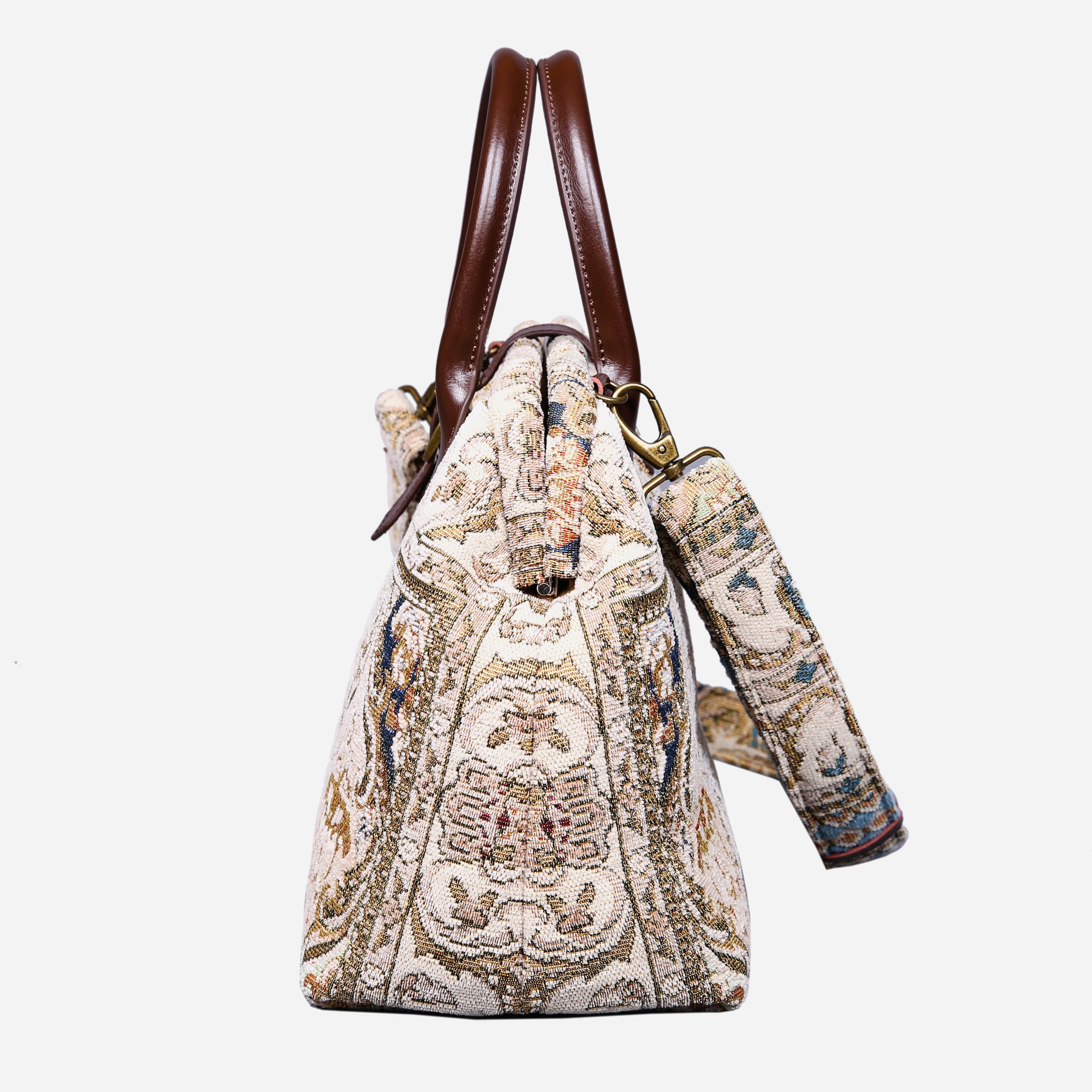 Golden Age Beige Carpet Handbag Purse carpet bag MCW Handmade-4