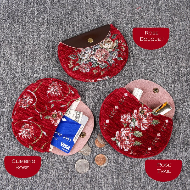 Rose Series Red Flap Coin Purse  MCW Handmade-9