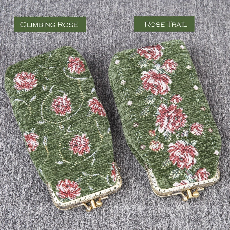 Rose Series Arugula Green Carpet Eyeglasses Case  MCW Handmade-10