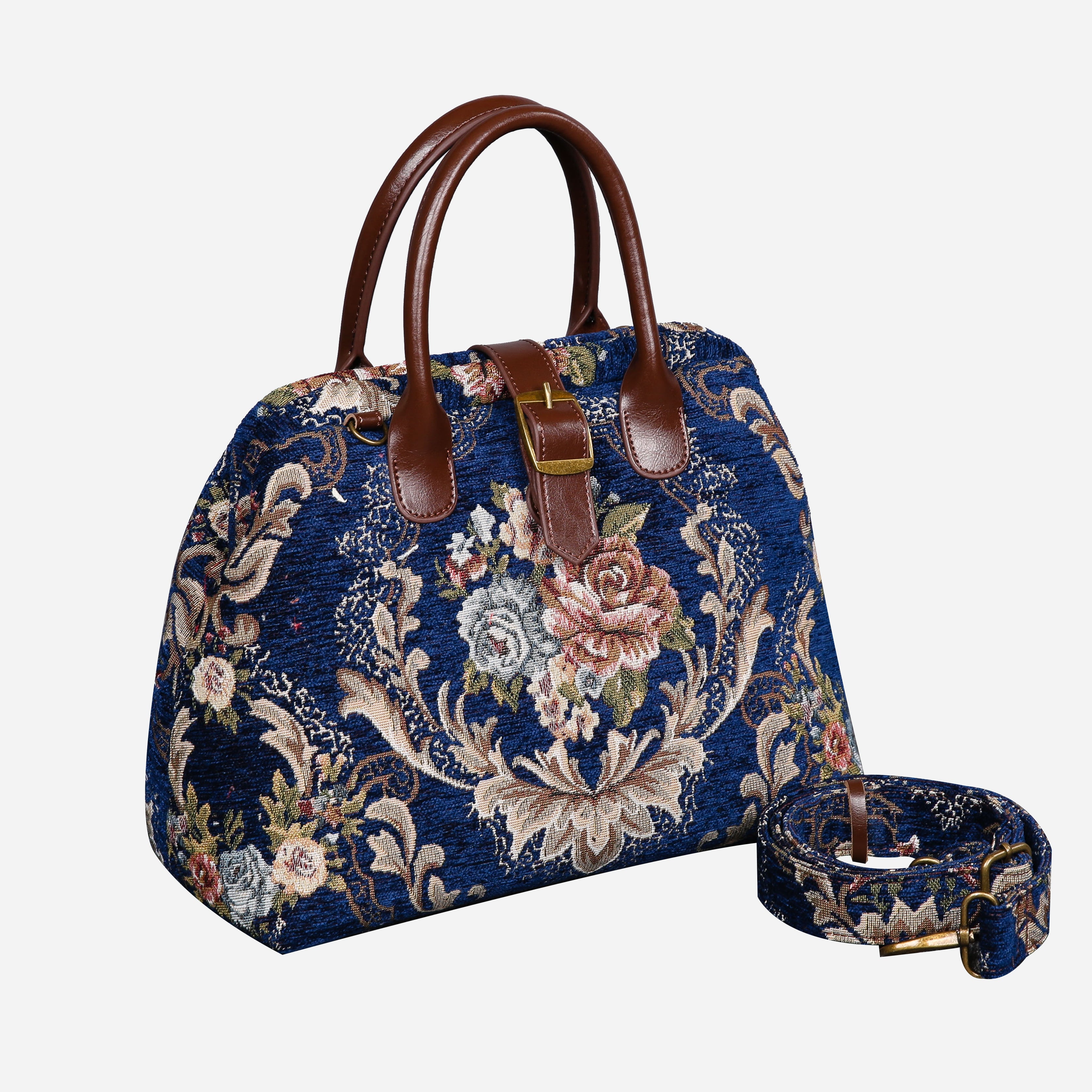 Floral Blue Carpet Handbag Purse carpet bag MCW Handmade-2