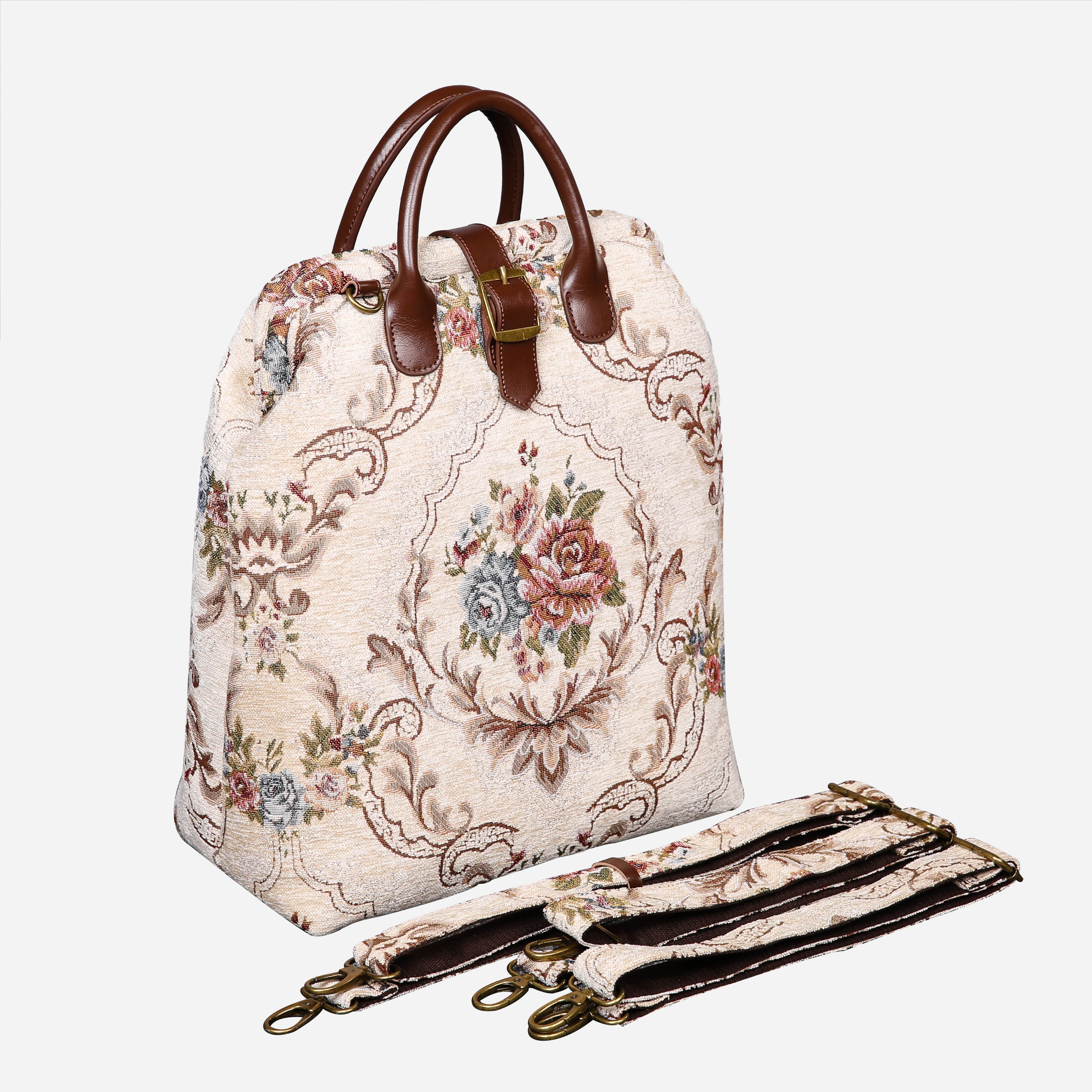 Floral Cream Carpet Laptop Backpack  MCW Handmade-2