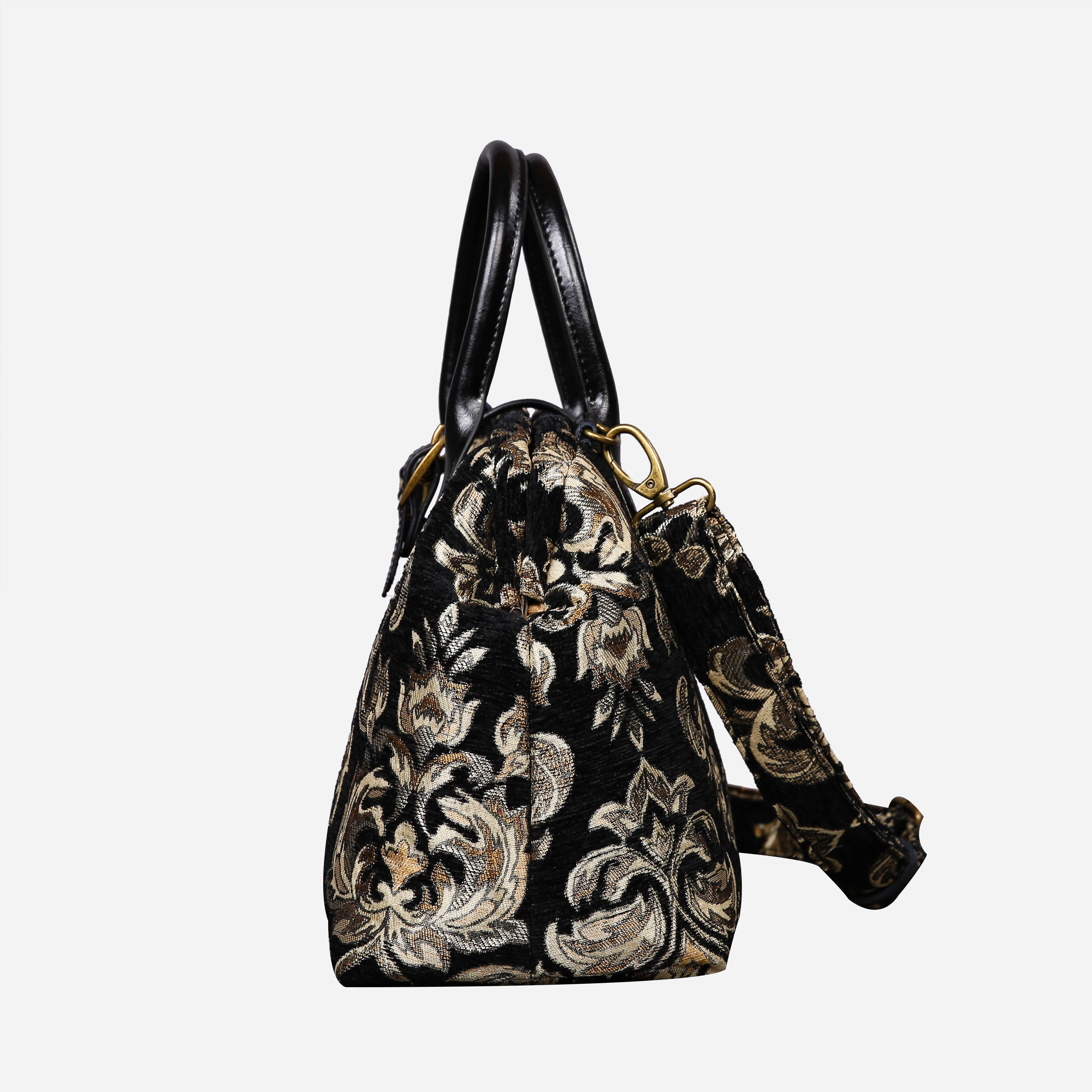 Victorian Blossom BLK-GOLD Carpet Handbag Purse carpet bag MCW Handmade-3