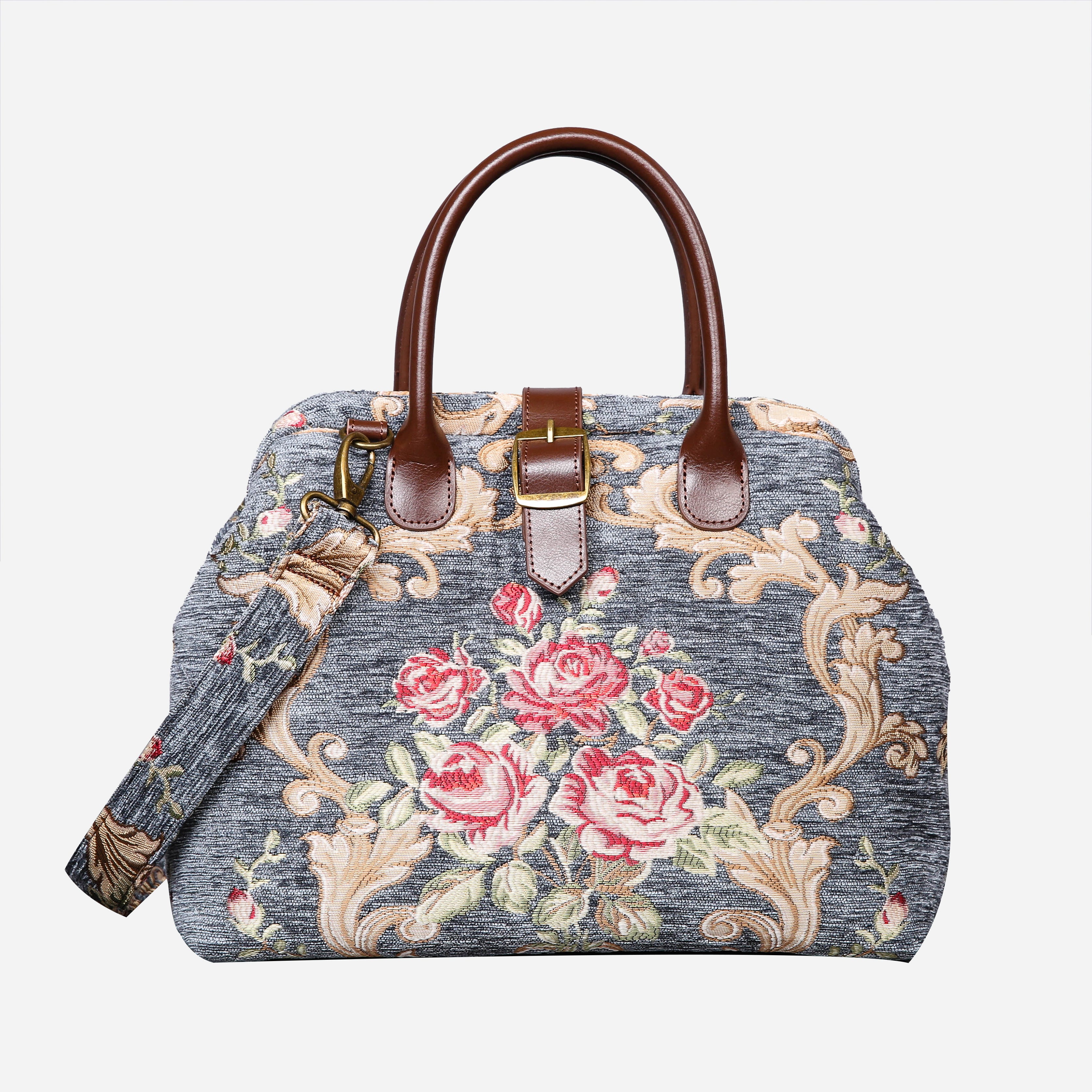 Baroque Garden Grey Carpet Handbag Purse carpet bag MCW Handmade