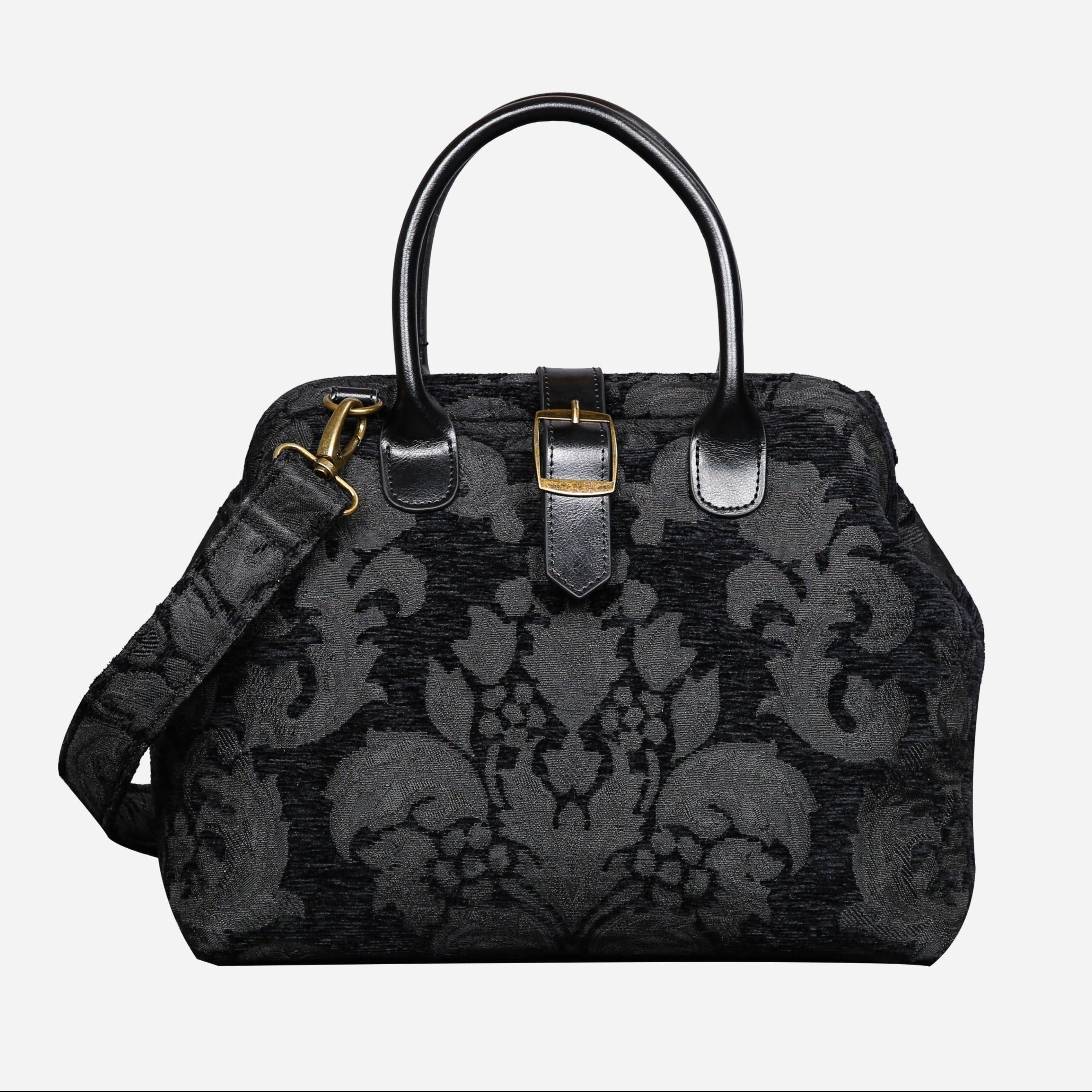 Victorian Blossom BLK/BLK Carpet Handbag Purse carpet bag MCW Handmade main