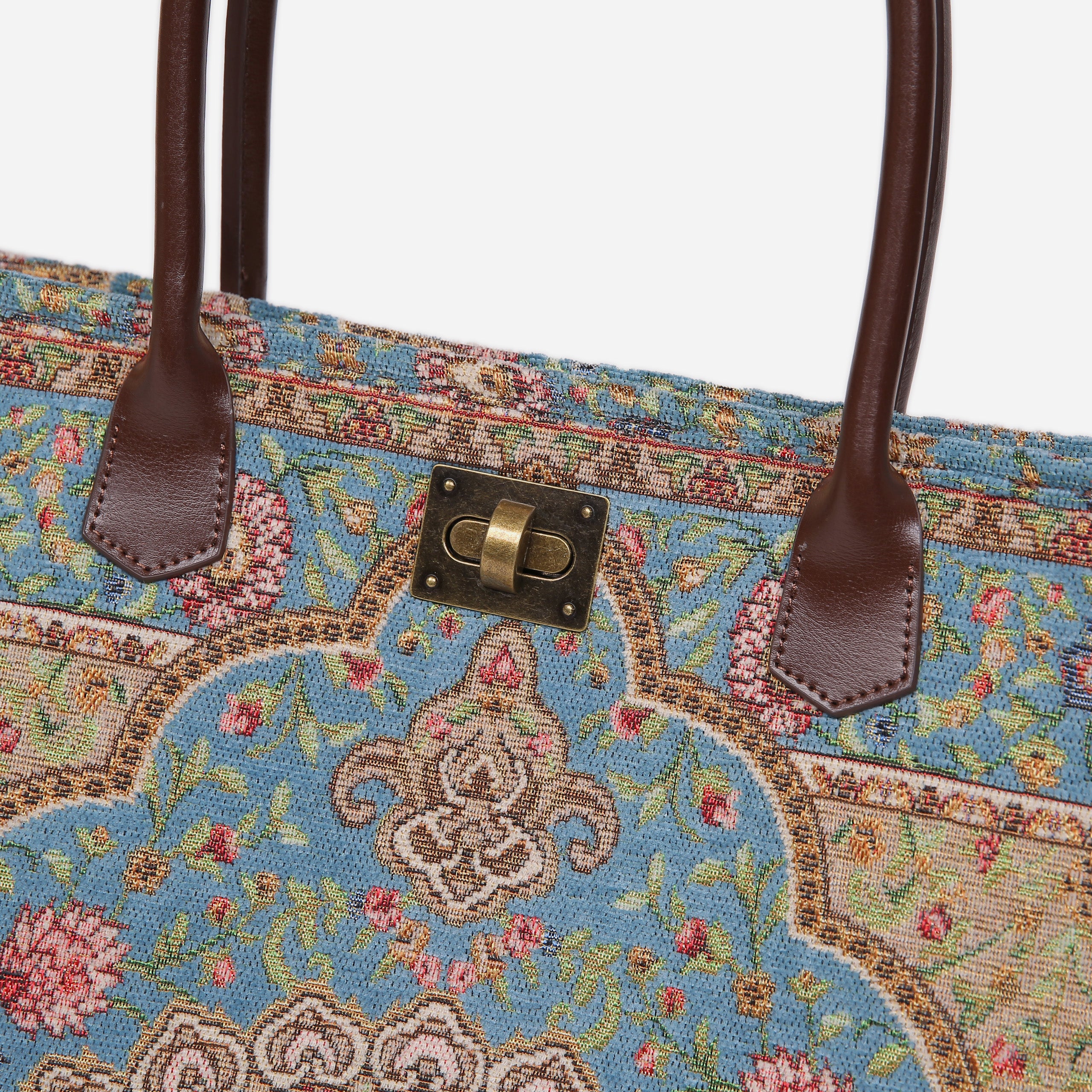 Oriental Blue Carpet Tote Shopper carpet bag MCW Handmade-5