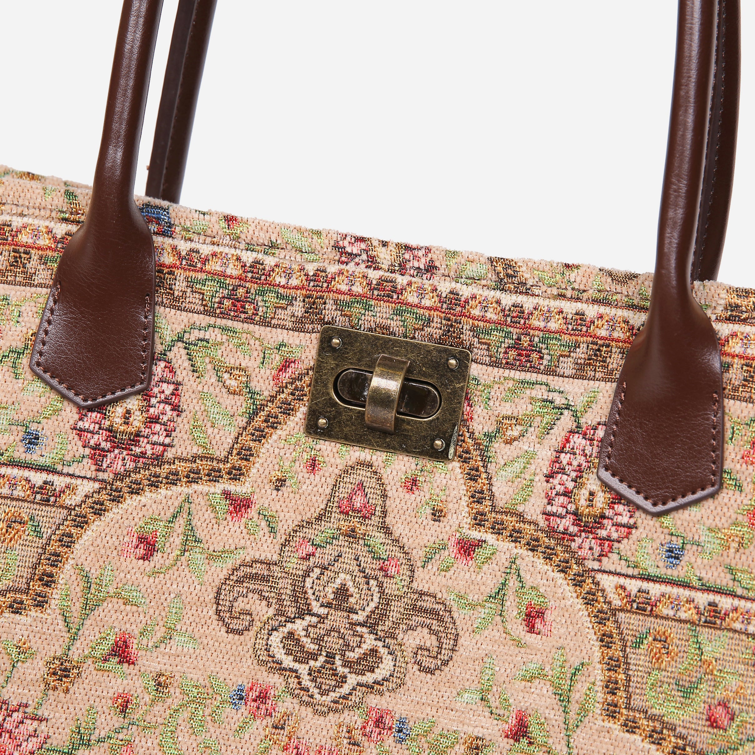 Oriental Beige Carpet Tote Shopper carpet bag MCW Handmade-5