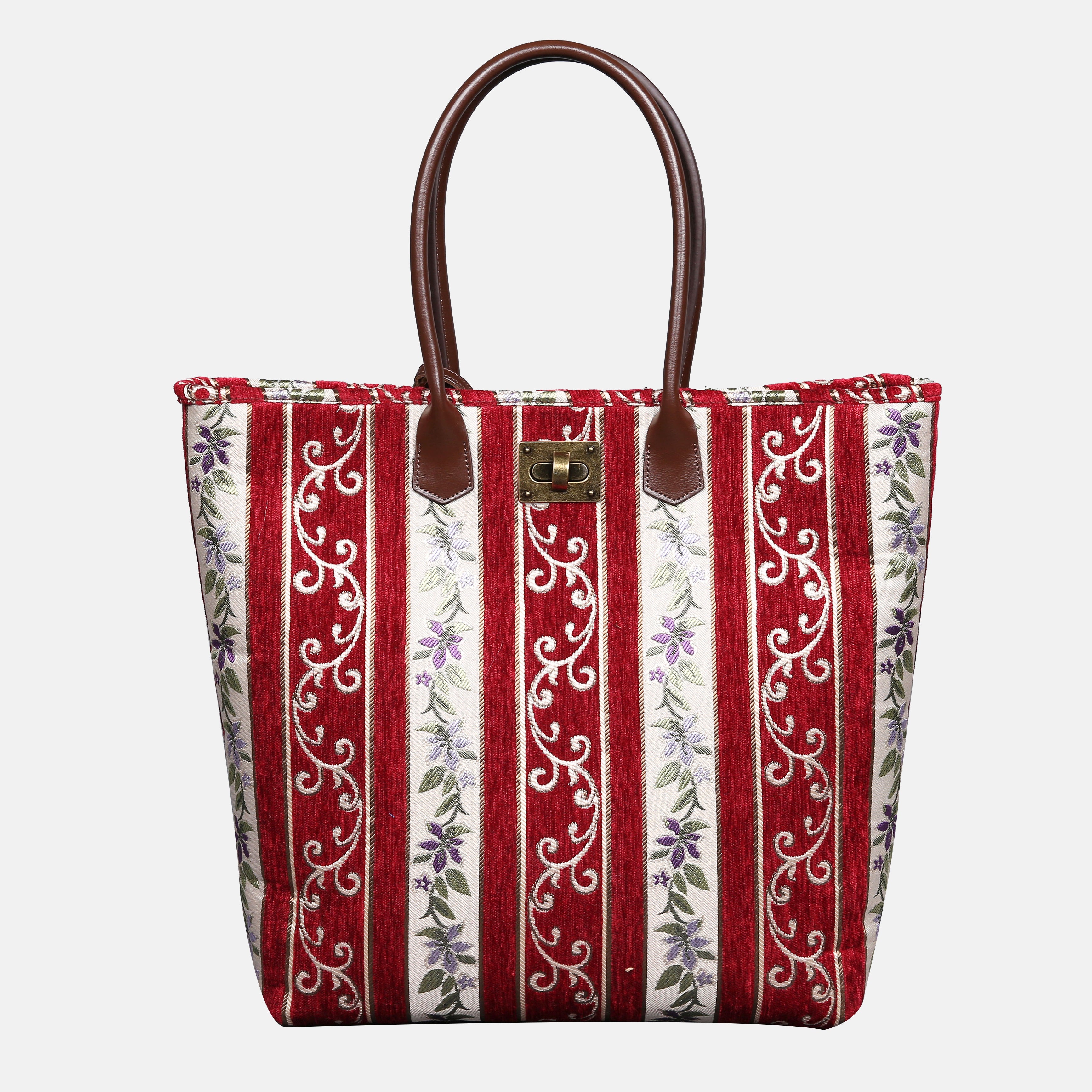 Victorian Strips Red Carpet Tote Shopper carpet bag MCW Handmade