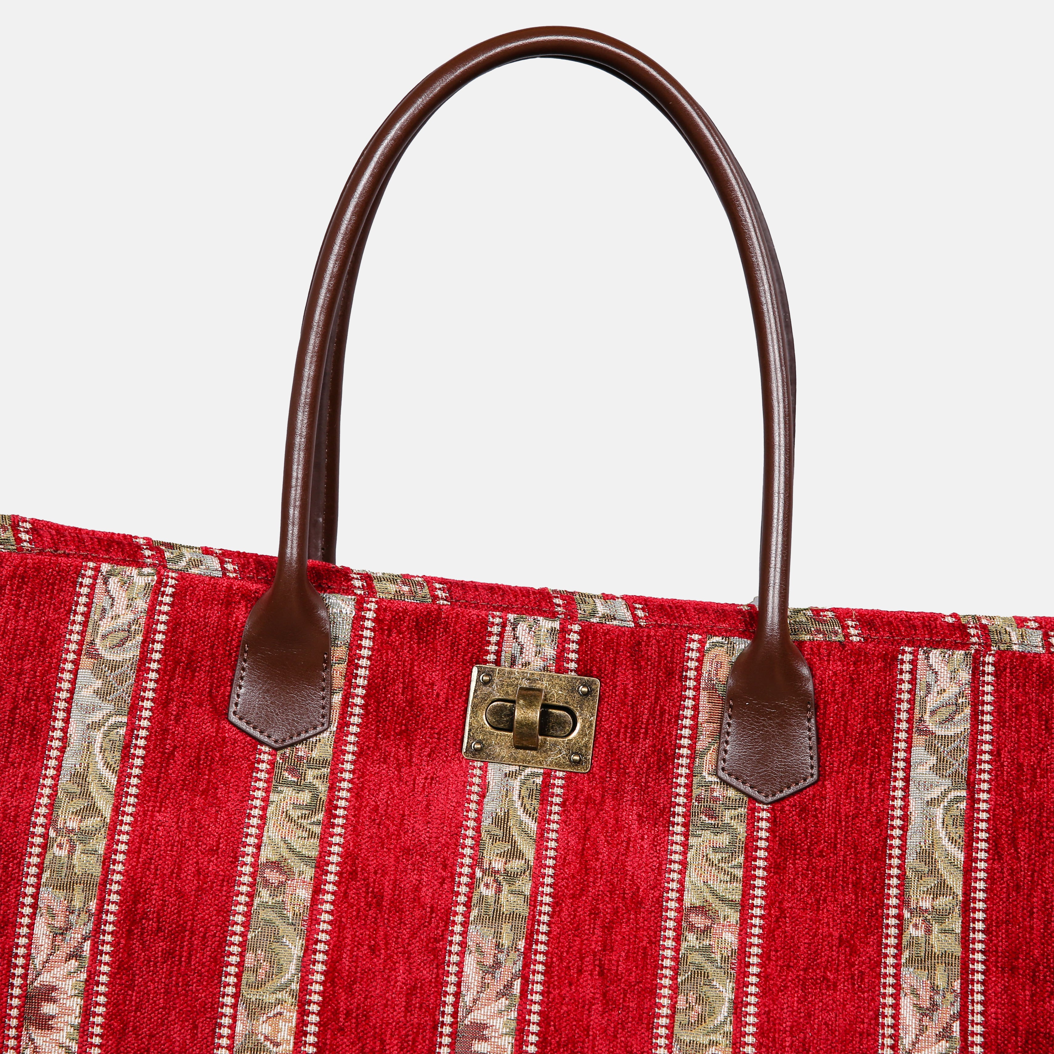 Floral Stripes Red Carpet Tote Shopper carpet bag MCW Handmade-2