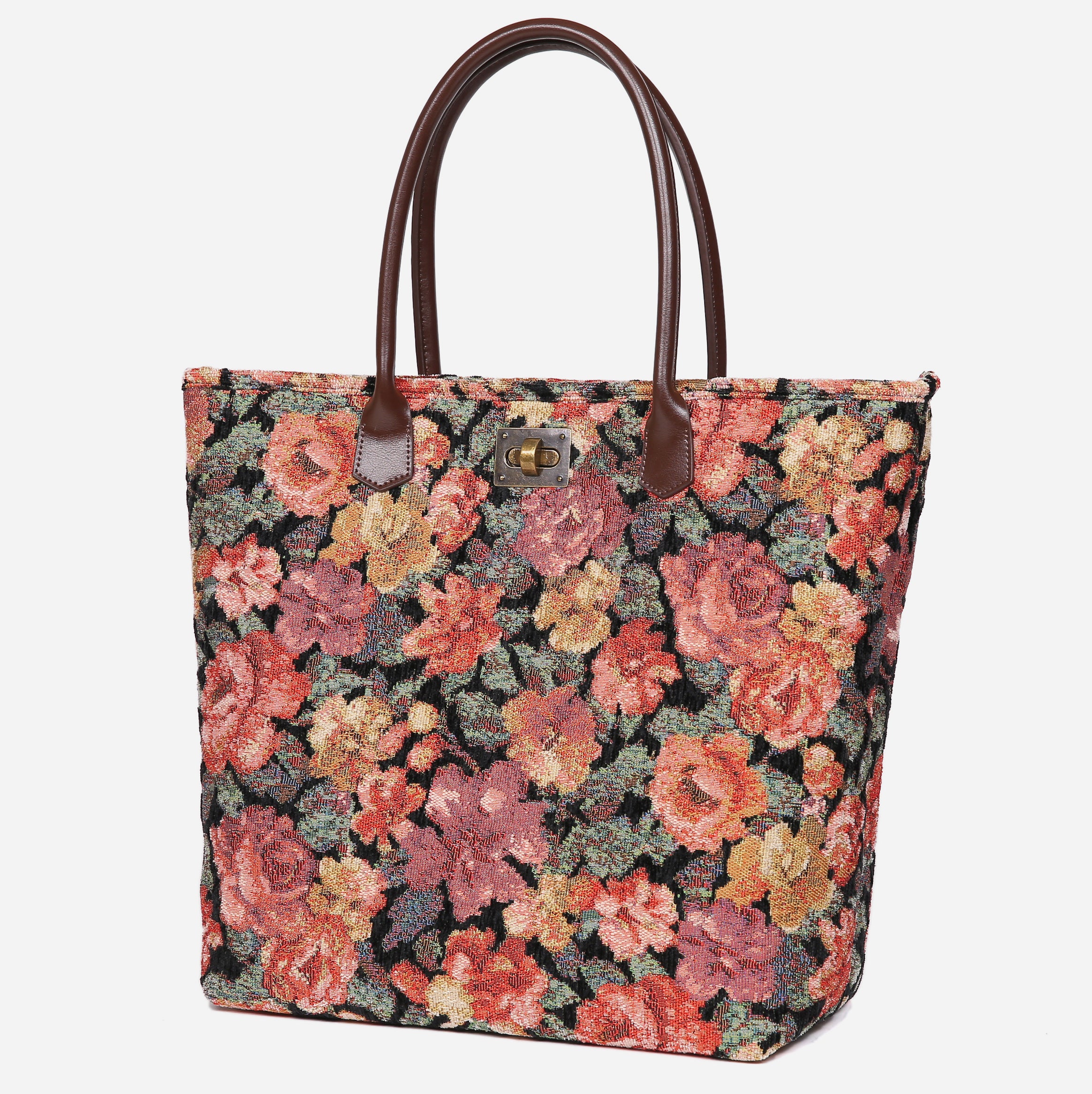 Floral Rose Carpet Tote Shopper carpet bag MCW Handmade-2