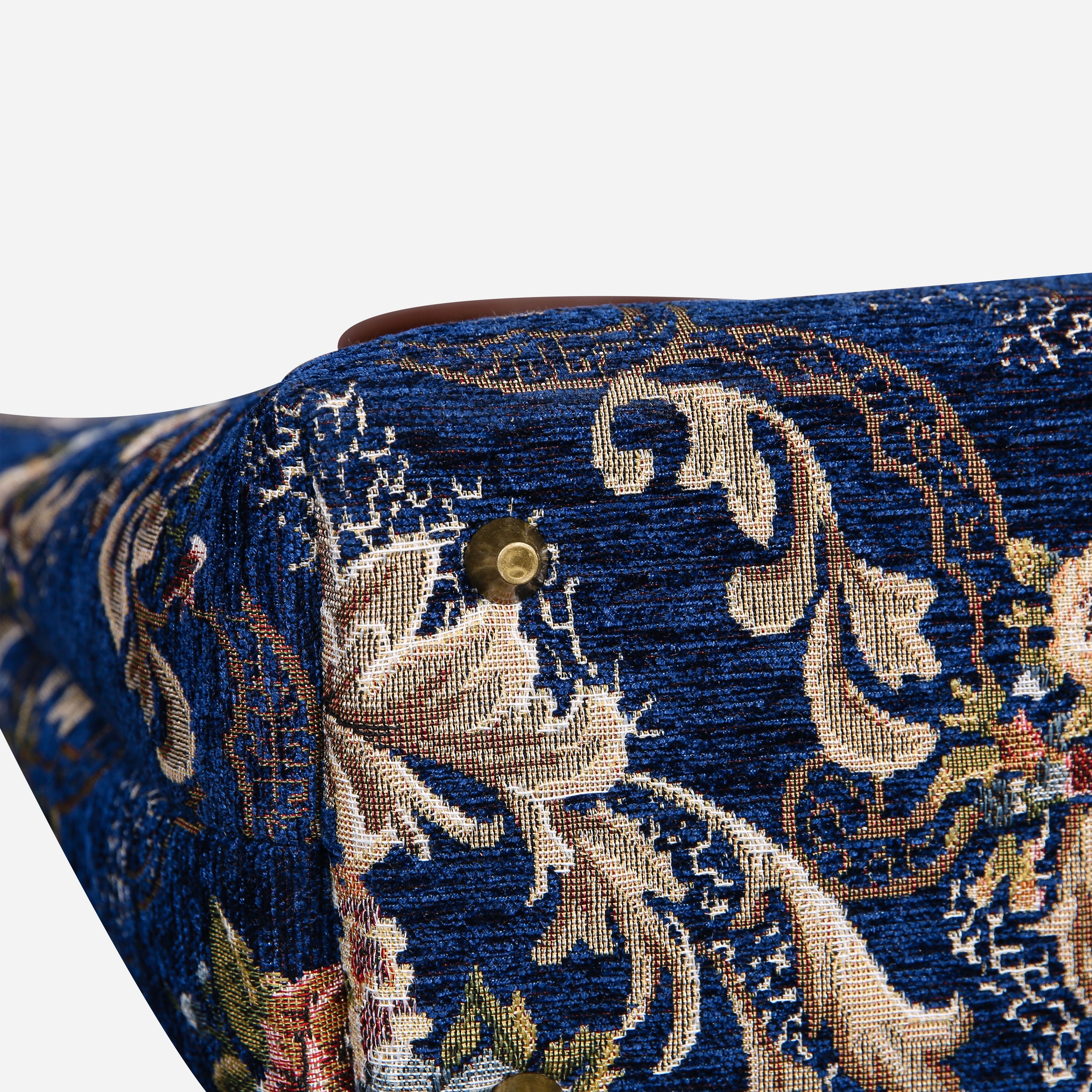 Floral Blue Carpet Tote Shopper carpet bag MCW Handmade-4