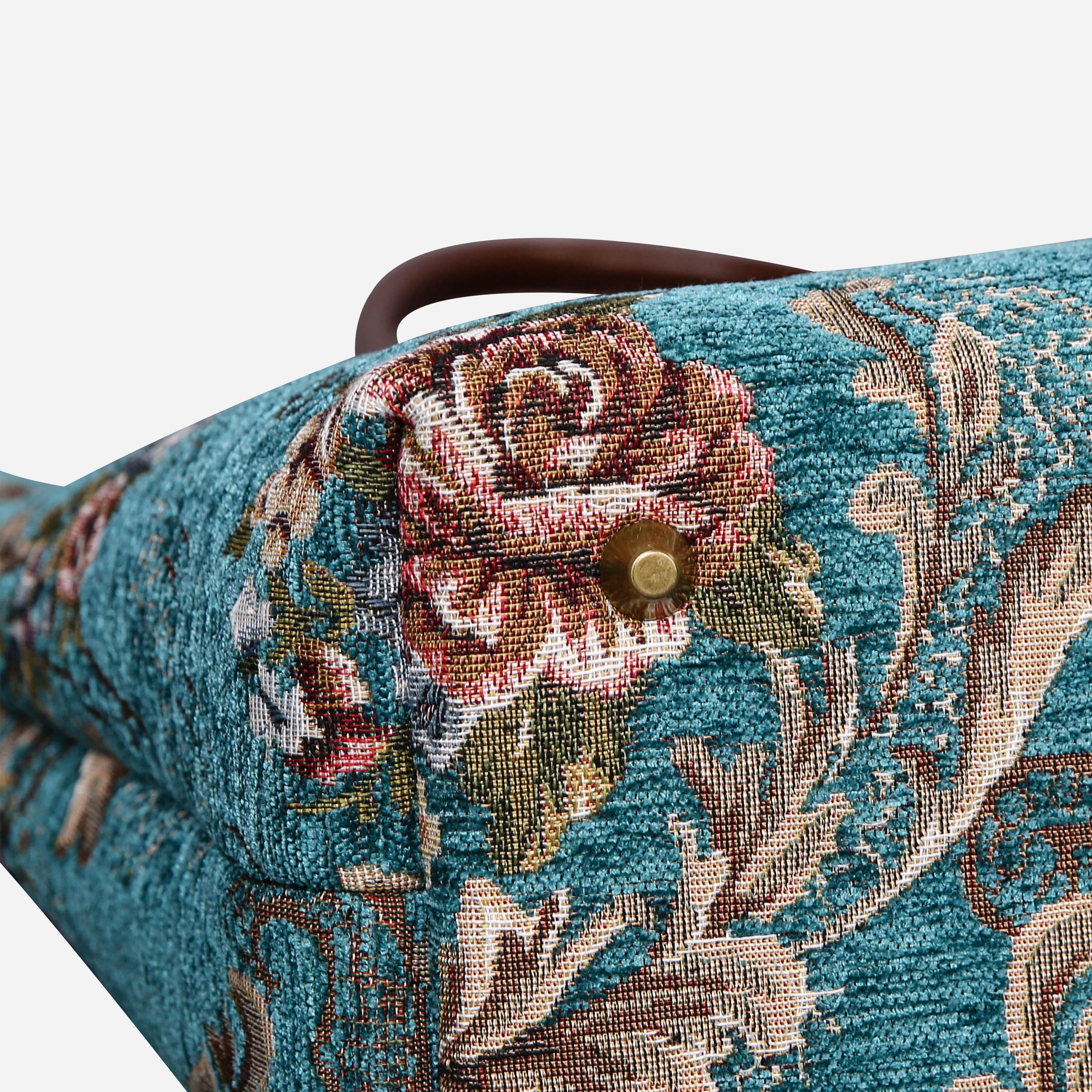 Floral Teal Carpet Tote Shopper carpet bag MCW Handmade-3