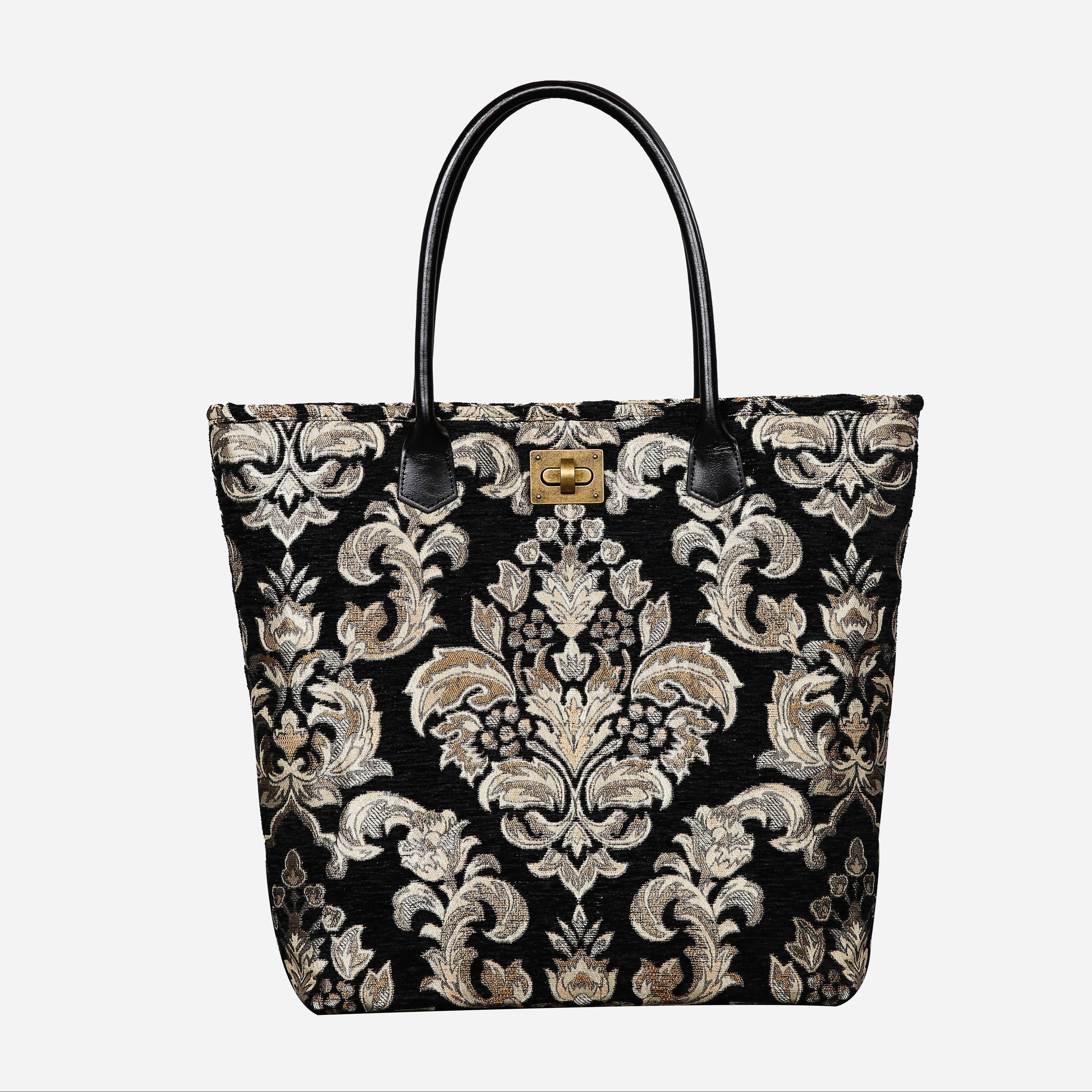 Victorian Blossom BLK-GOLD Carpet Tote Shopper carpet bag MCW Handmade