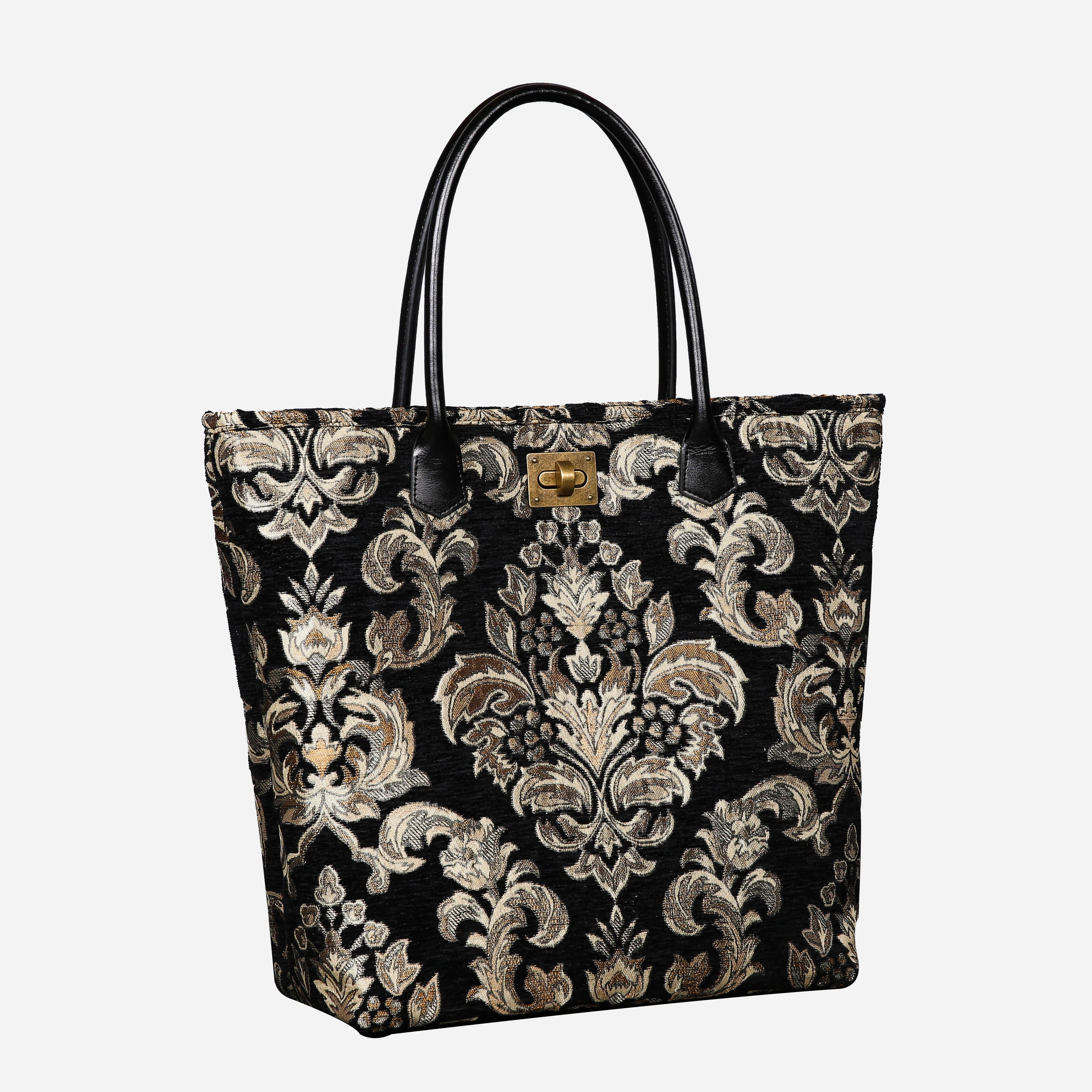 Victorian Blossom BLK-GOLD Carpet Tote Shopper carpet bag MCW Handmade-1