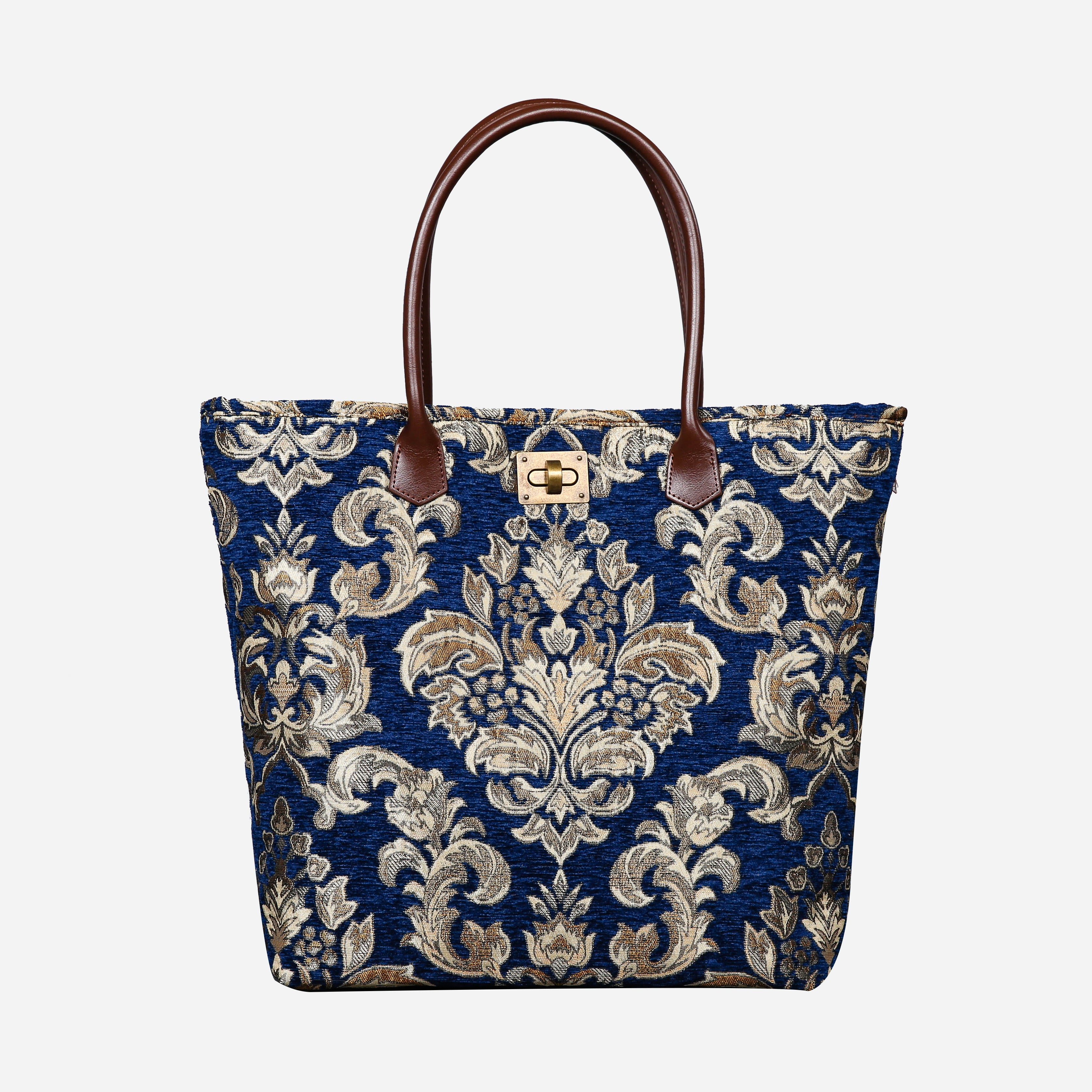 Victorian Blossom BLUE-GOLD Carpet Tote Shopper carpet bag MCW Handmade