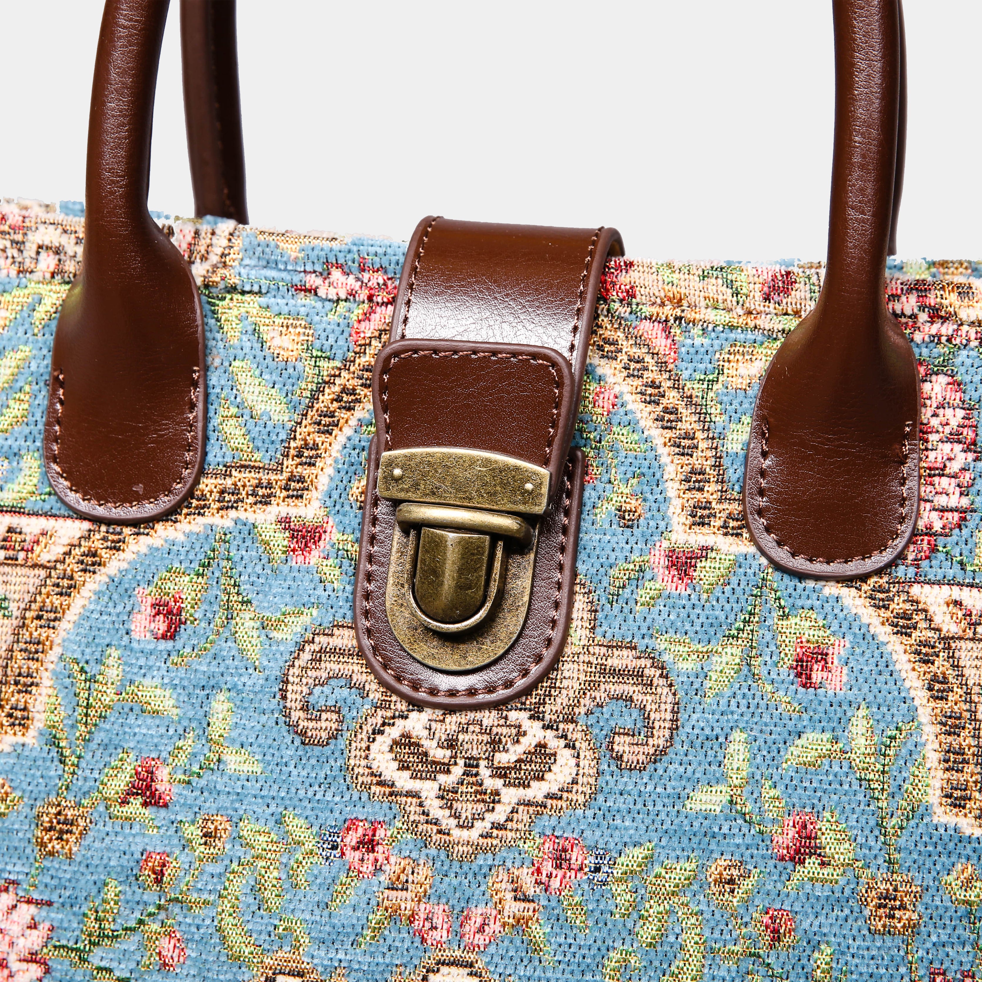 Oriental Blue Tuck Lock Carpet Satchel carpet bag MCW Handmade-3