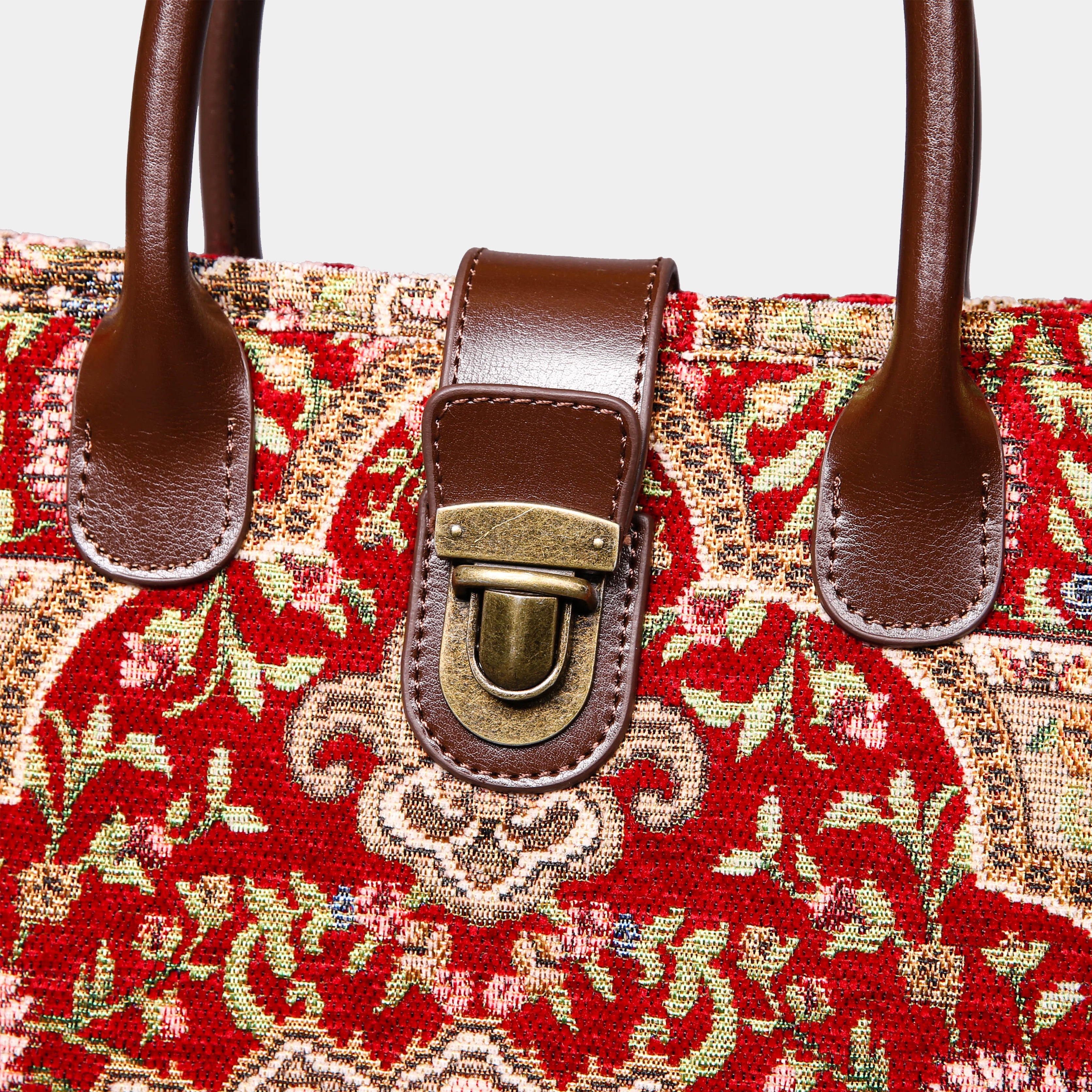 Oriental Wine Tuck Lock Carpet Satchel carpet bag MCW Handmade-4