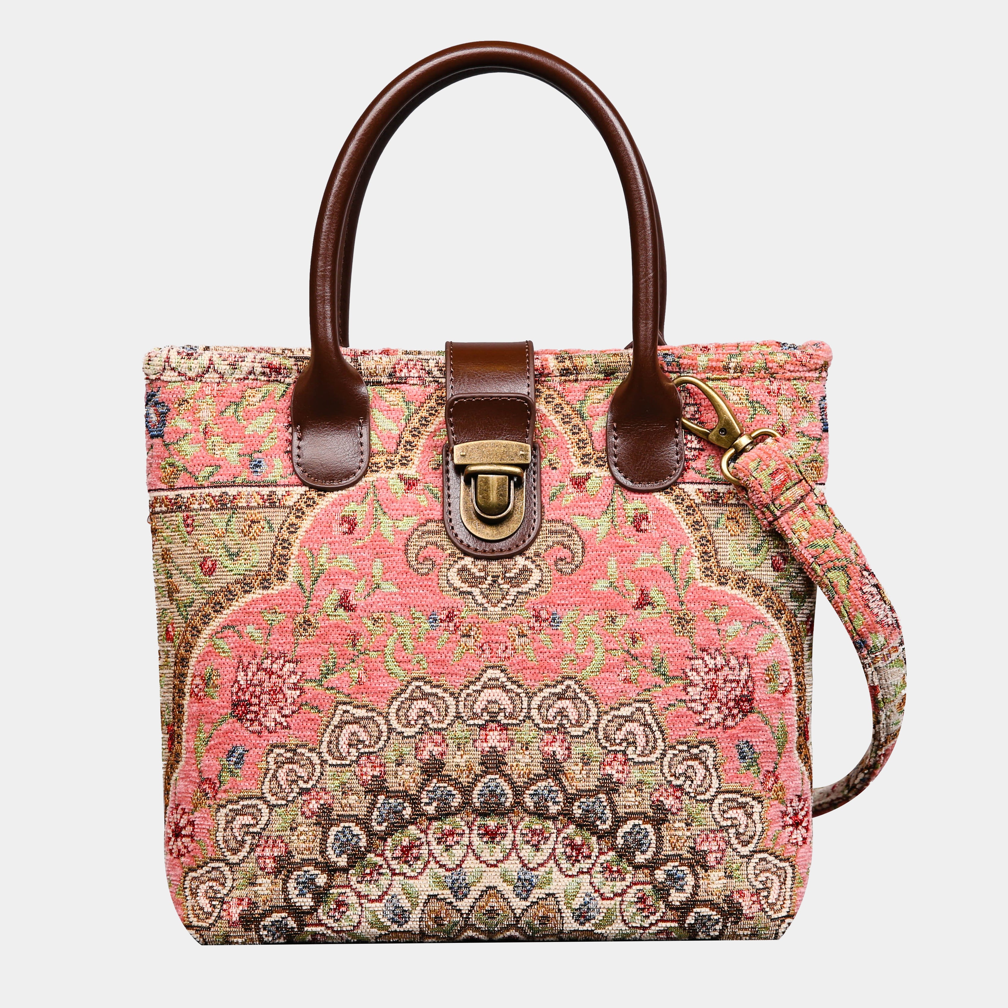 Oriental Pink Tuck Lock Carpet Satchel carpet bag MCW Handmade