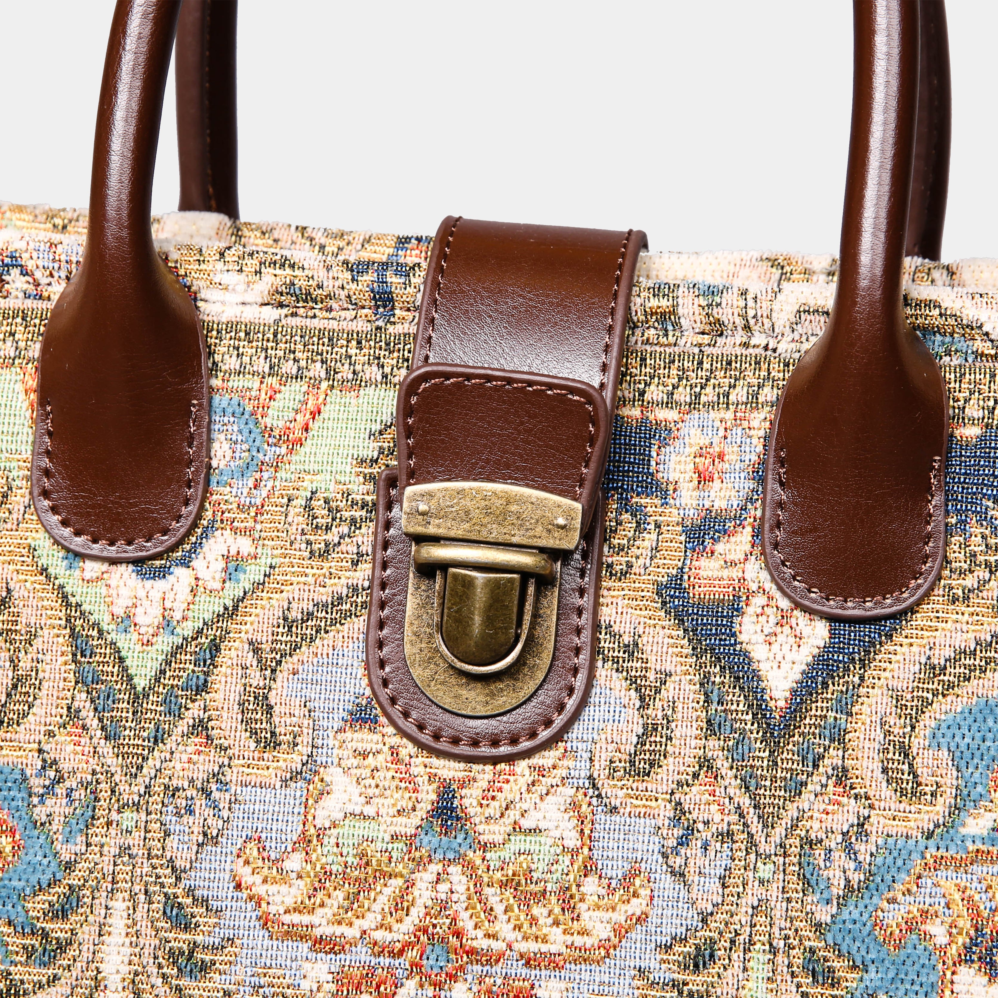 Golden Age Blue Tuck Lock Carpet Satchel carpet bag MCW Handmade-3
