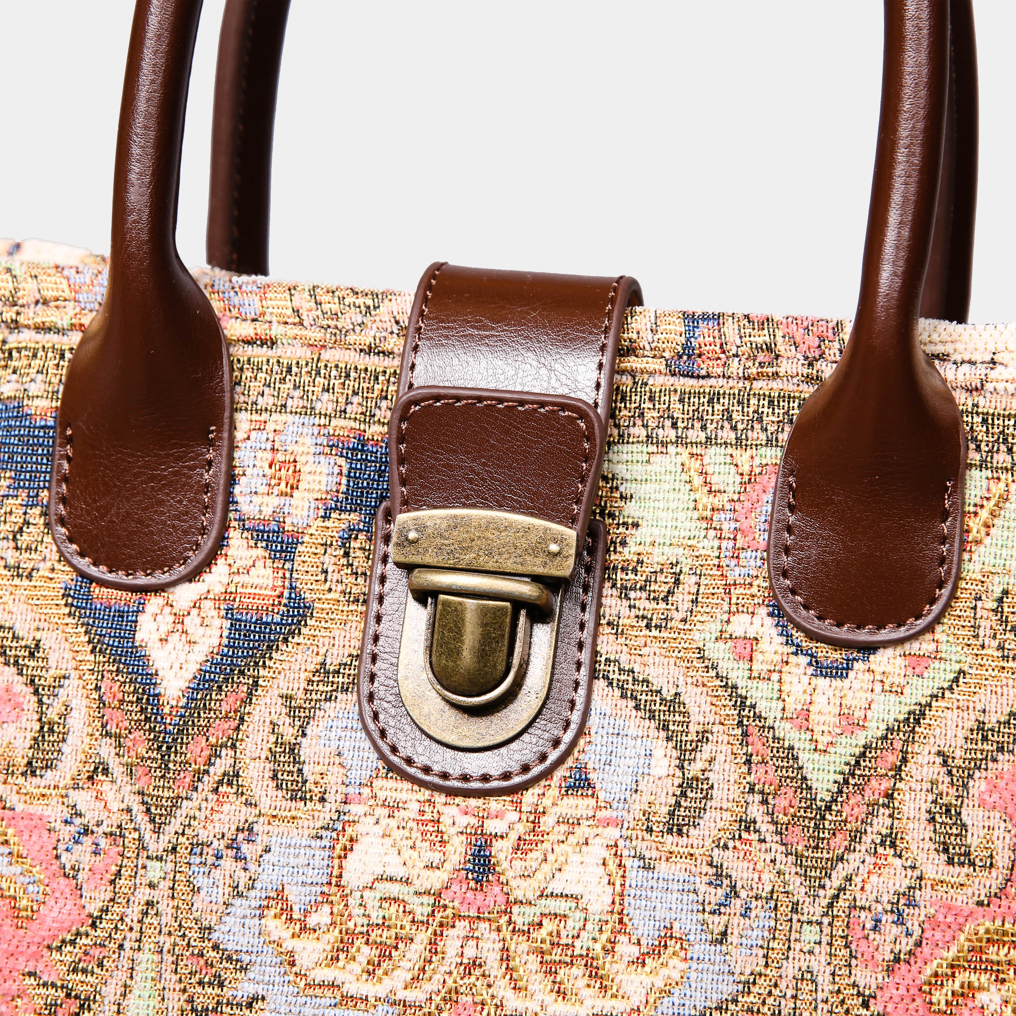Golden Age Pink Tuck Lock Carpet Satchel carpet bag MCW Handmade-3