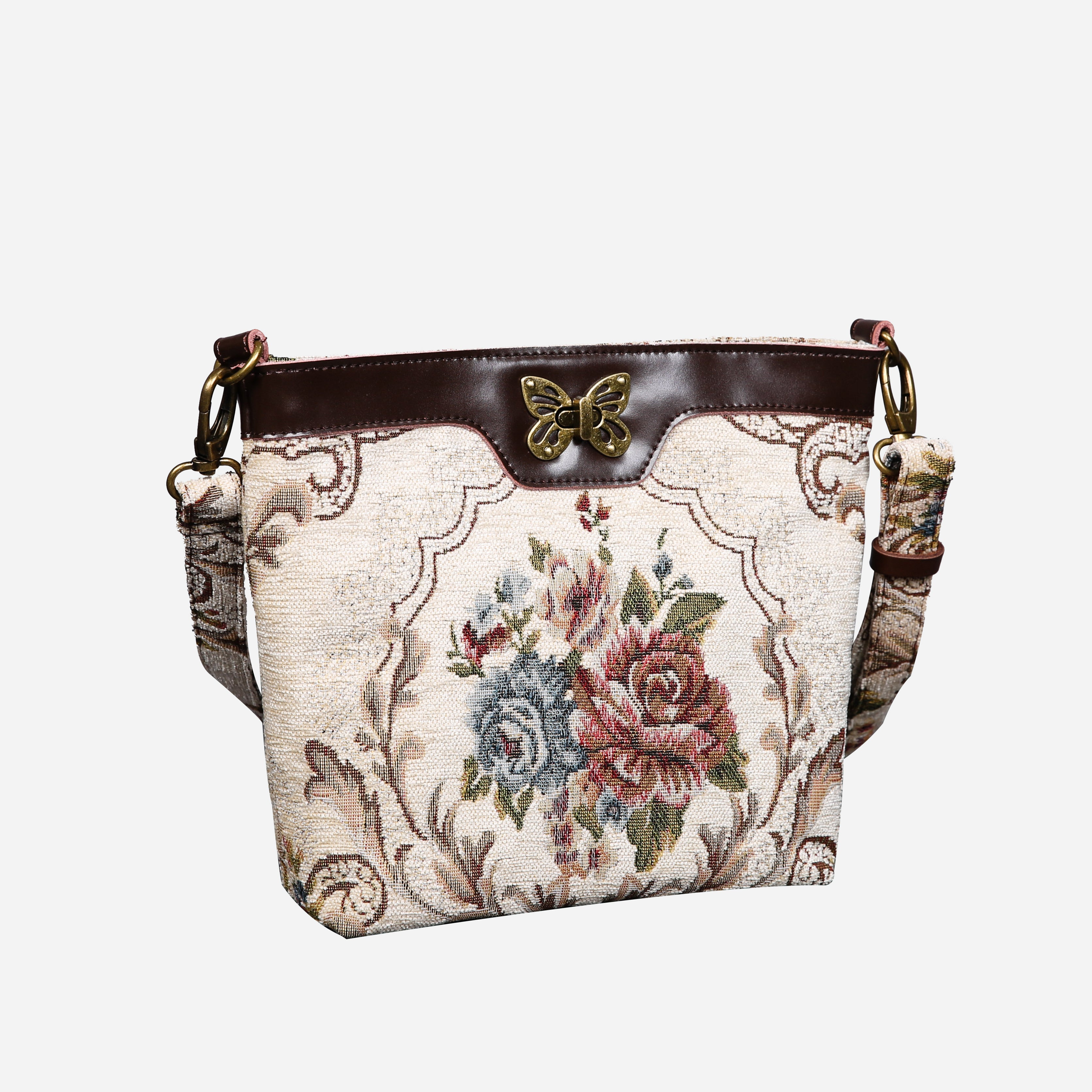 Floral Cream Carpet Crossbody Bag carpet bag MCW Handmade-1