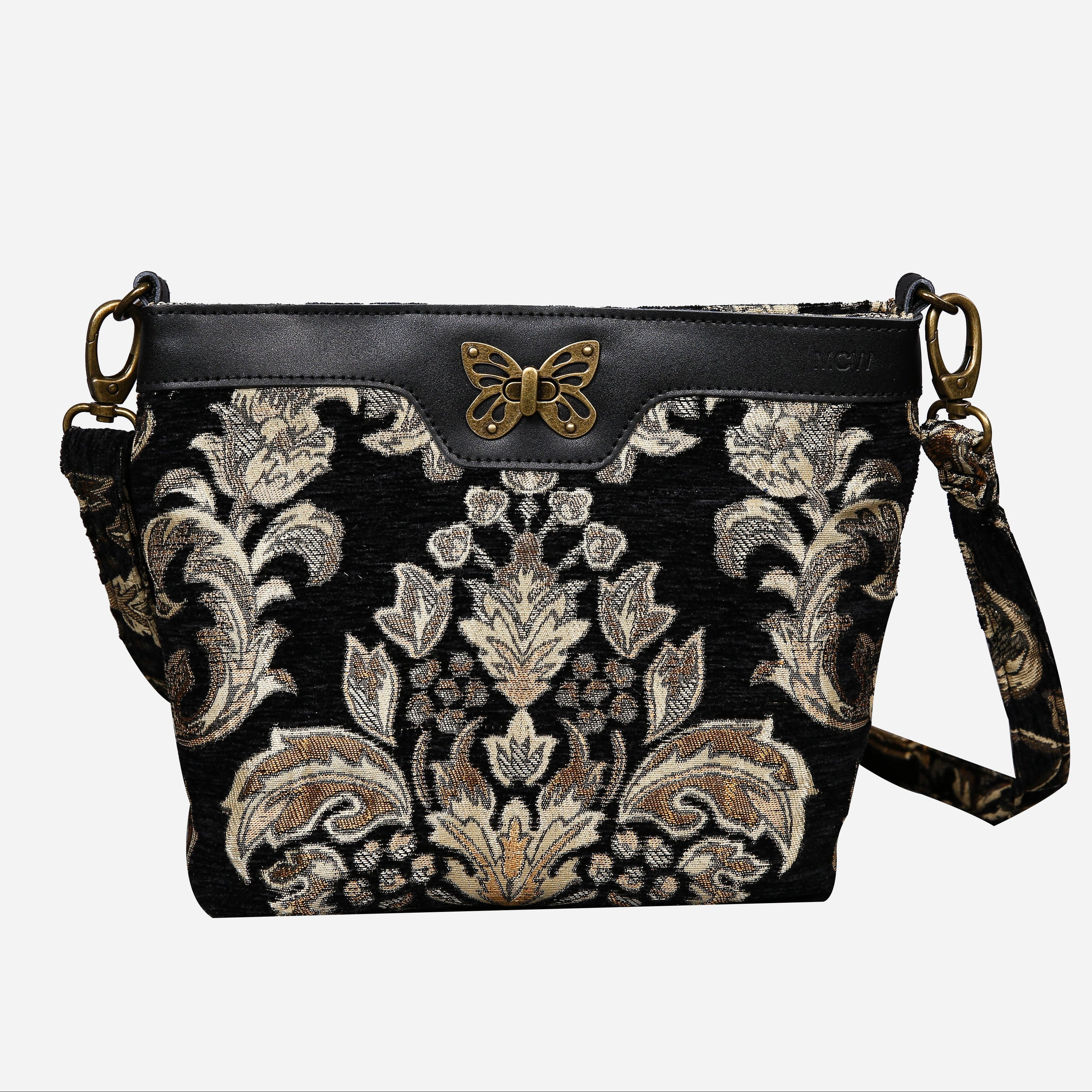 Victorian Blossom BLK-GOLD Carpet Crossbody Bag carpet bag MCW Handmade