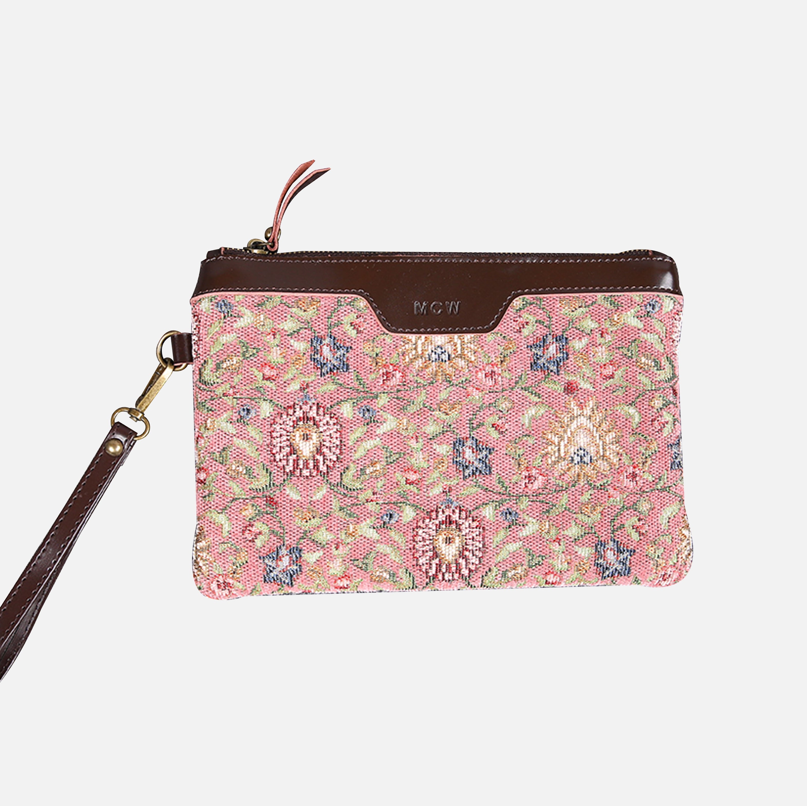 Oriental Pink Wristlet Clutch carpet bag MCW Handmade