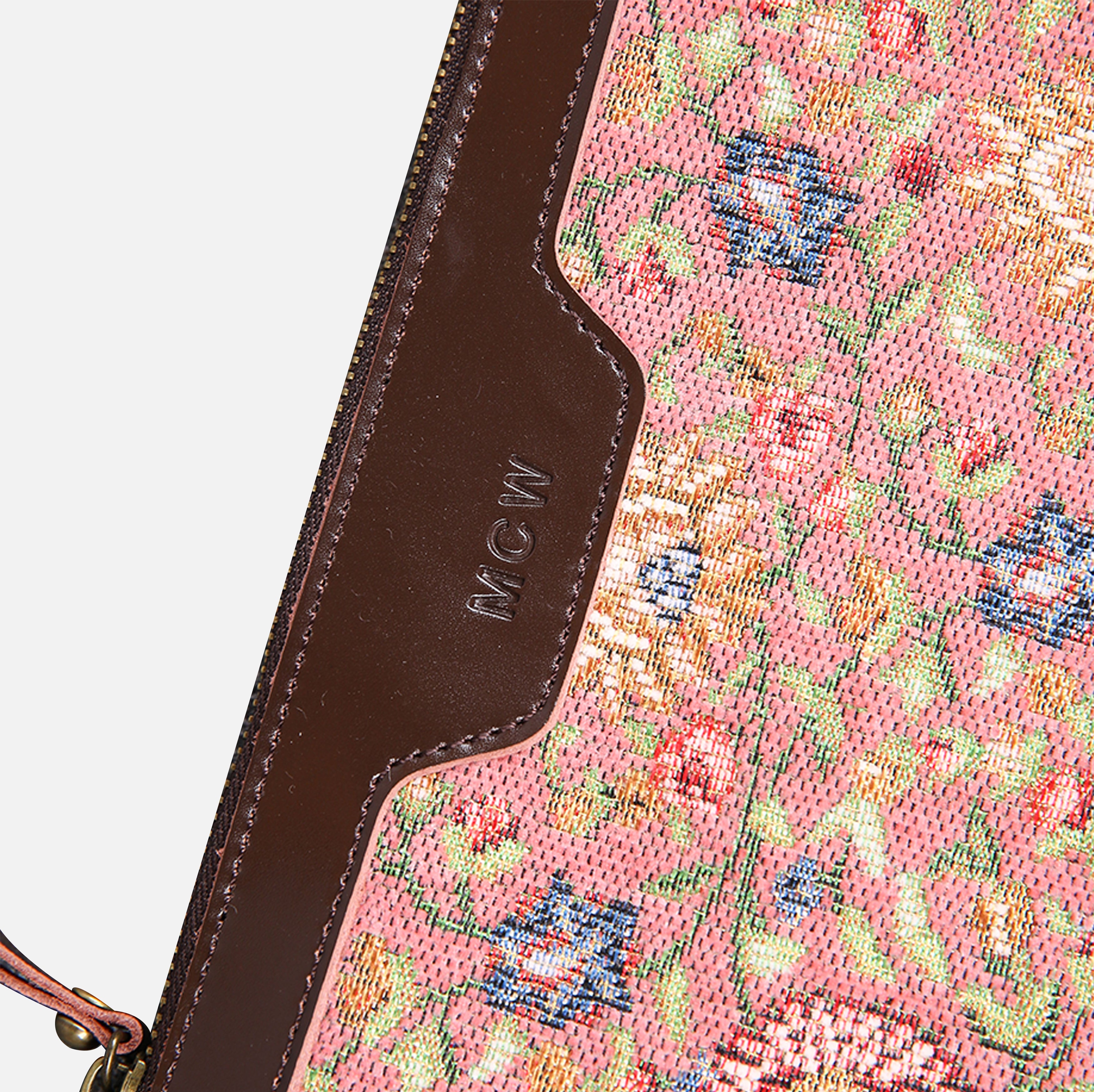 Oriental Pink Wristlet Clutch carpet bag MCW Handmade-1