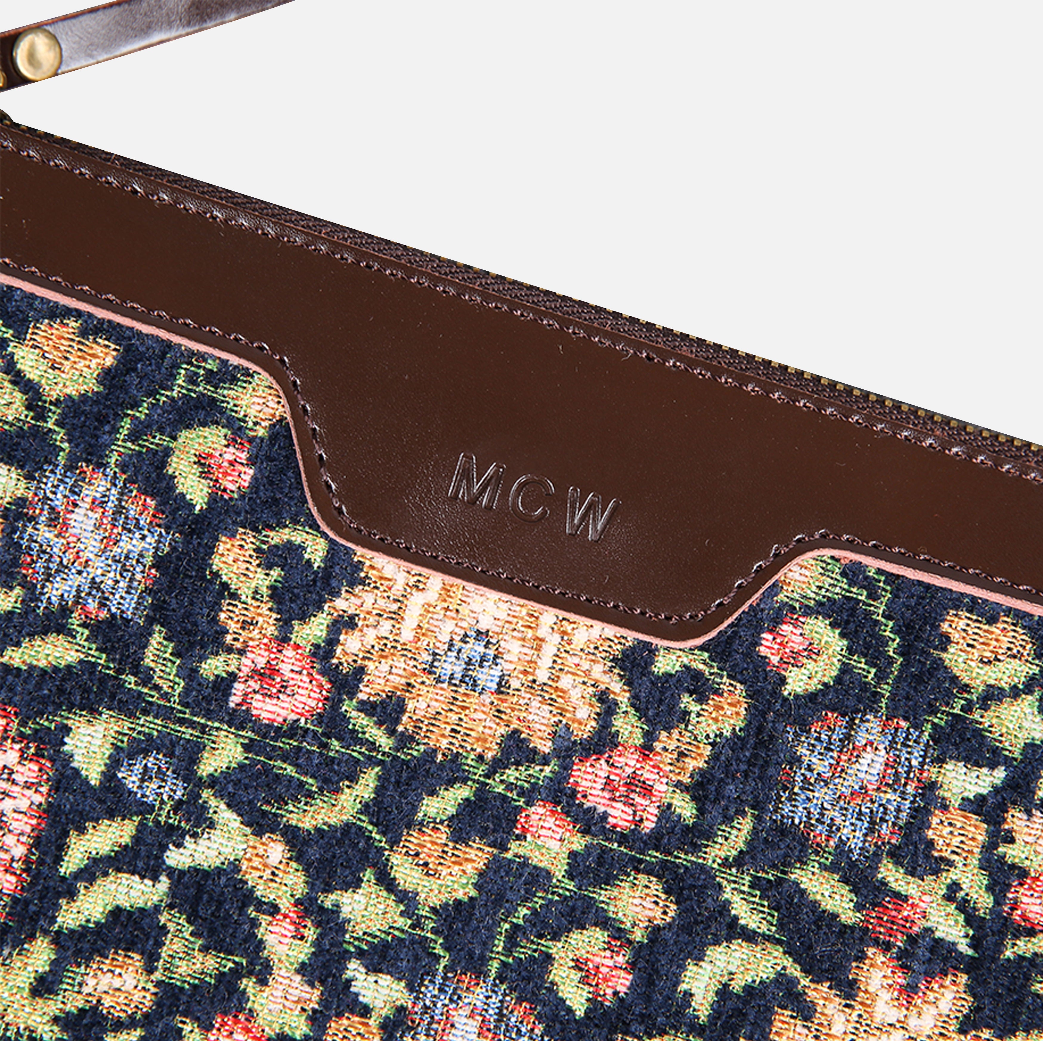 Oriental Navy Wristlet Clutch carpet bag MCW Handmade-1