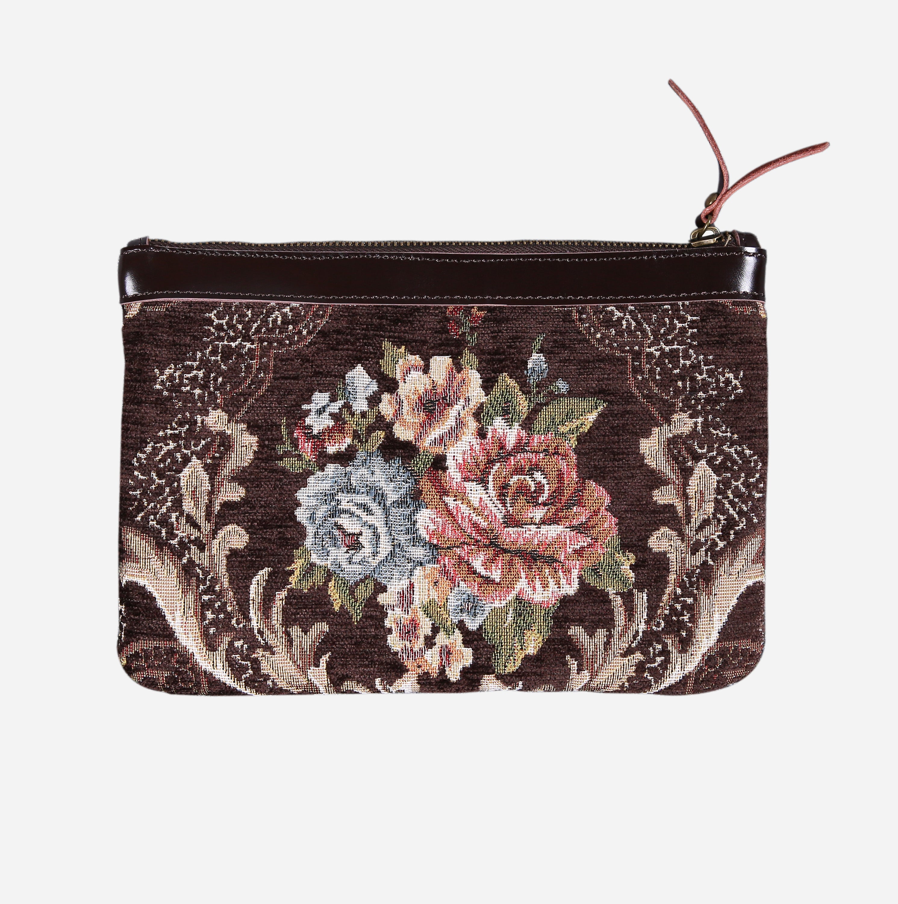 Floral Coffee Wristlet Clutch carpet bag MCW Handmade-1