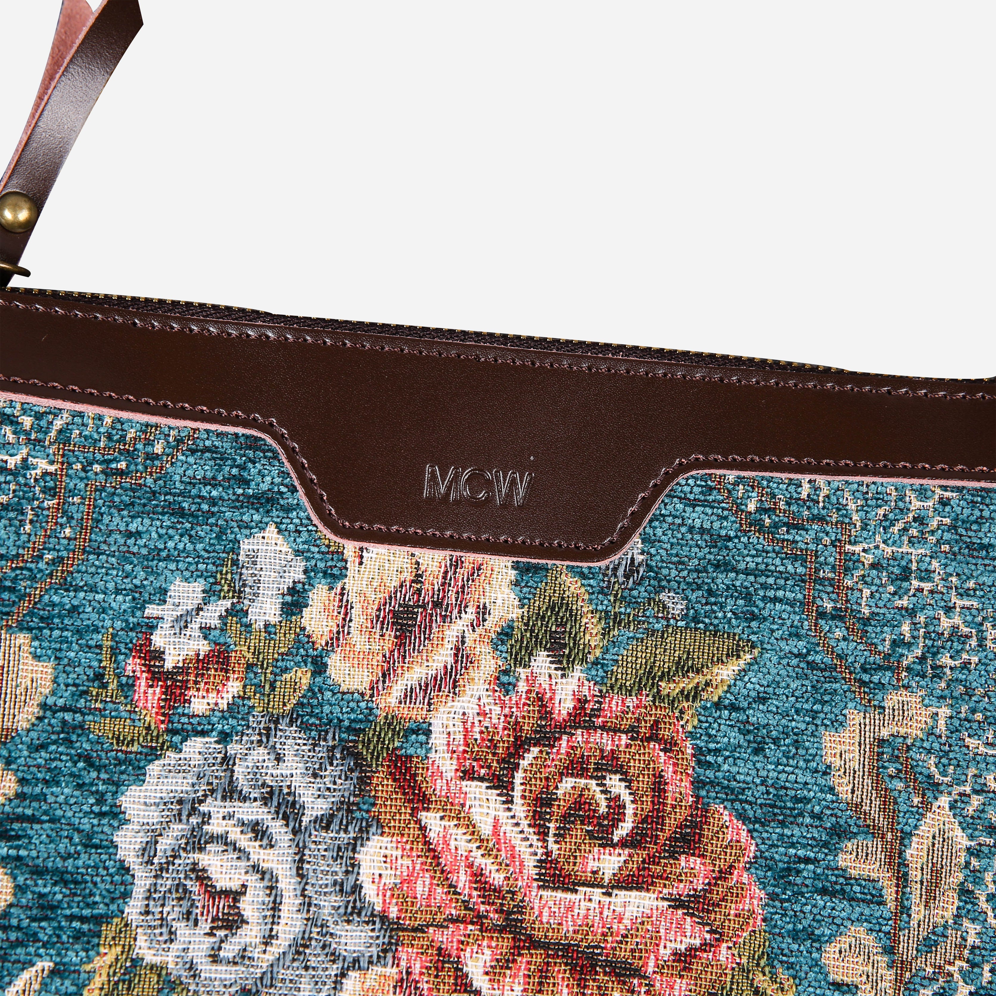 Floral Teal carpet bag MCW Handmade-2