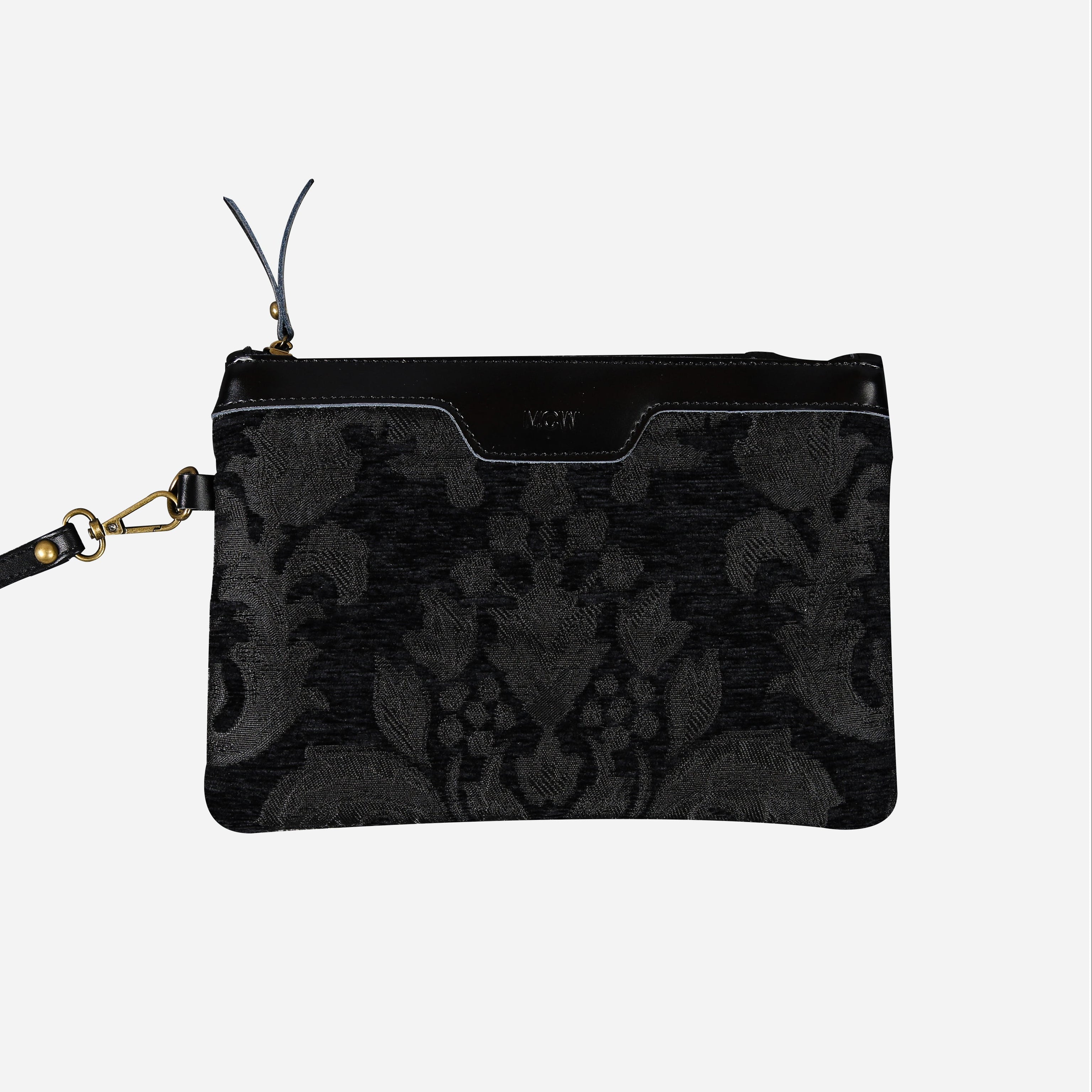 Victorian Blossom BLK/BLK Wristlet Clutch carpet bag MCW Handmade main