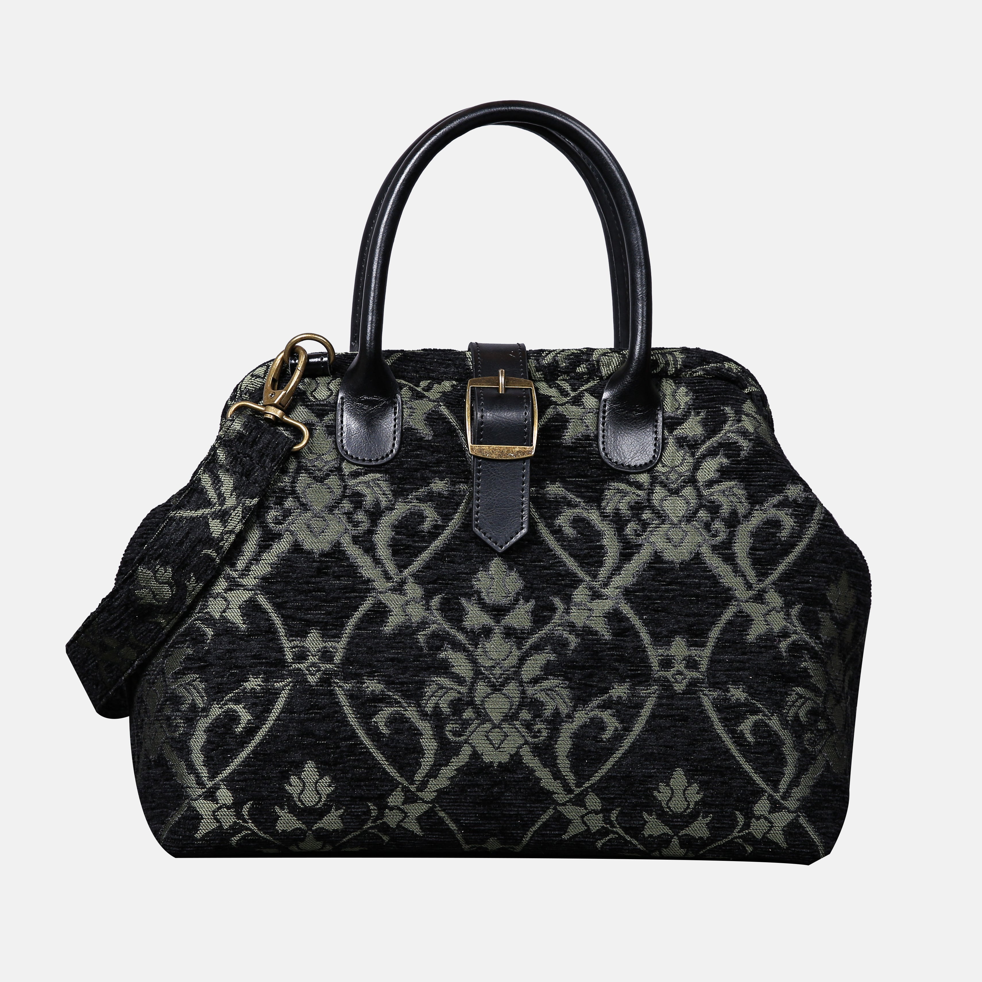 CARNABY Black/Green Carpet Handbag Purse carpet bag MCW Handmade of America main