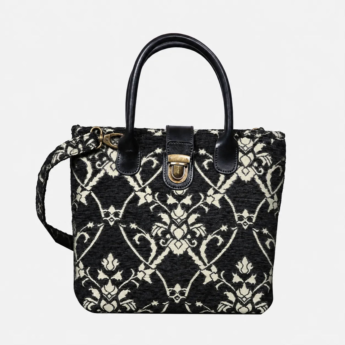 Carnaby Black/Dark Green Tuck Lock Carpet Satchel carpet bag MCW Handmade of America main