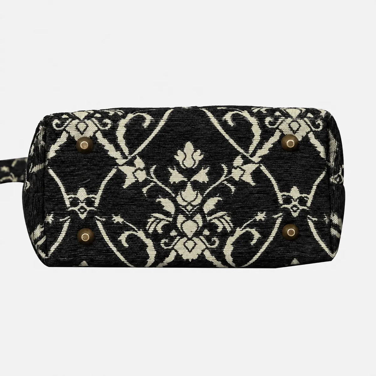 Carnaby Black/Dark Green Tuck Lock Carpet Satchel carpet bag MCW Handmade of America bottom