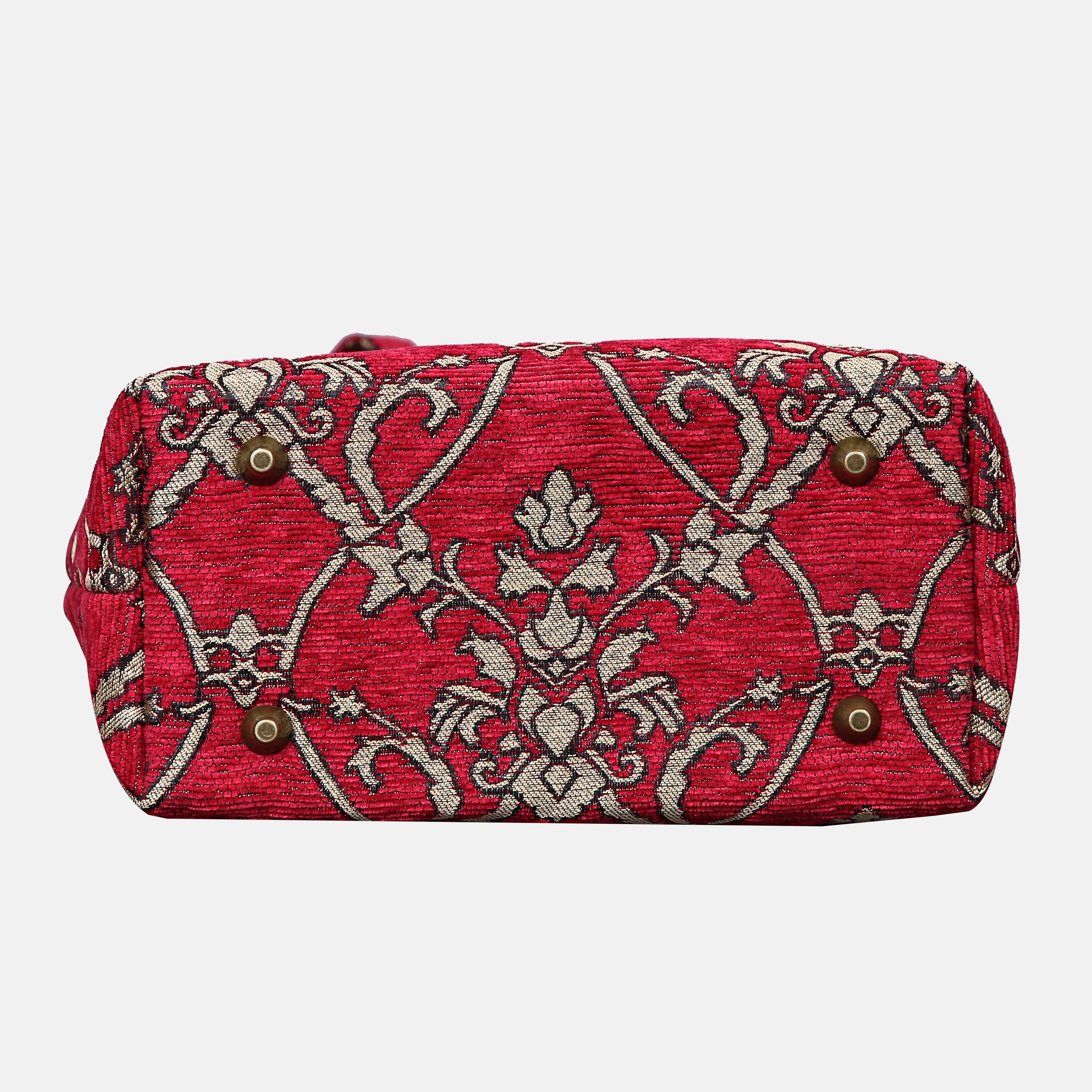 Carnaby Red Tuck Lock Carpet Satchel carpet bag MCW Handmade of America bottom
