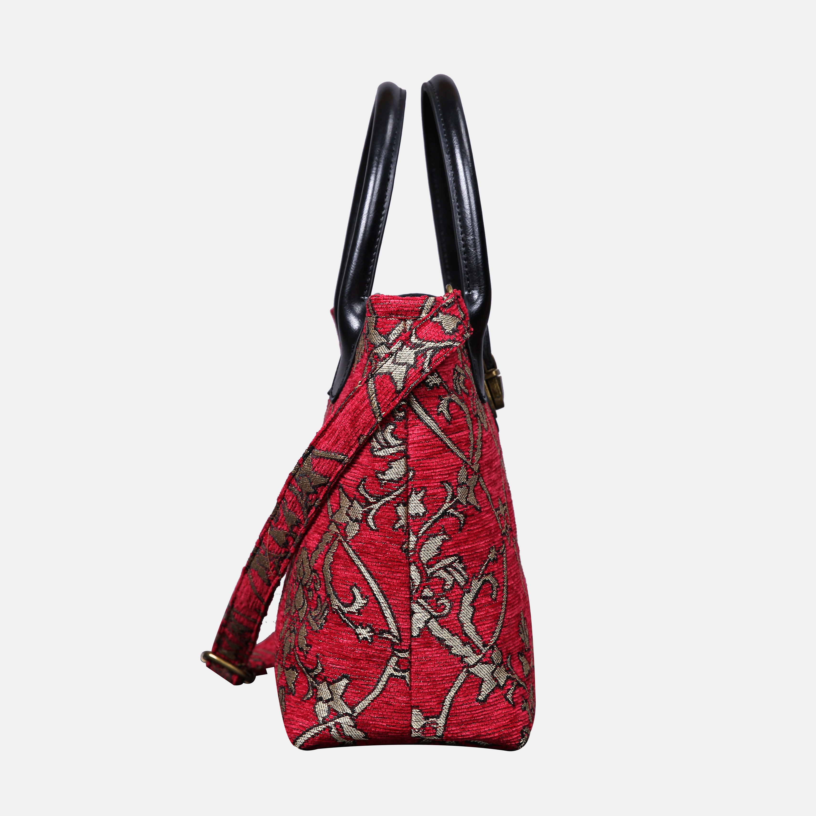 Carnaby Red Tuck Lock Carpet Satchel carpet bag MCW Handmade of America side