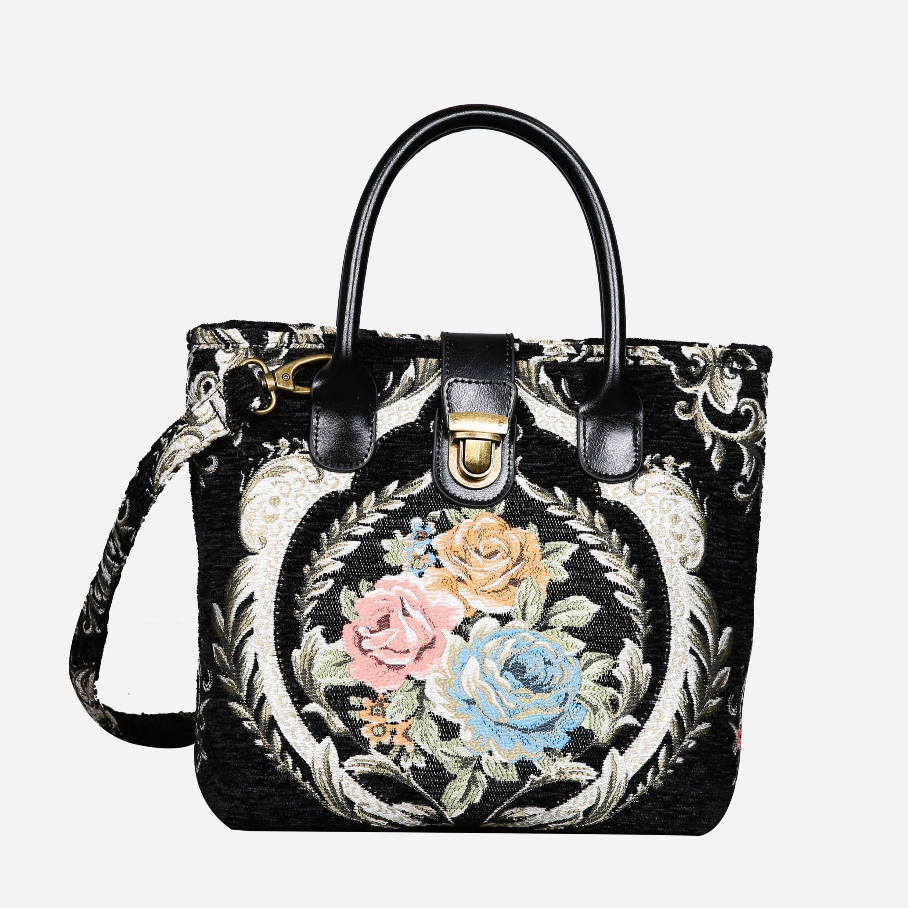 Eternal Elegance Blk Tuck Lock Carpet Satchel carpet bag MCW Handmade of America main