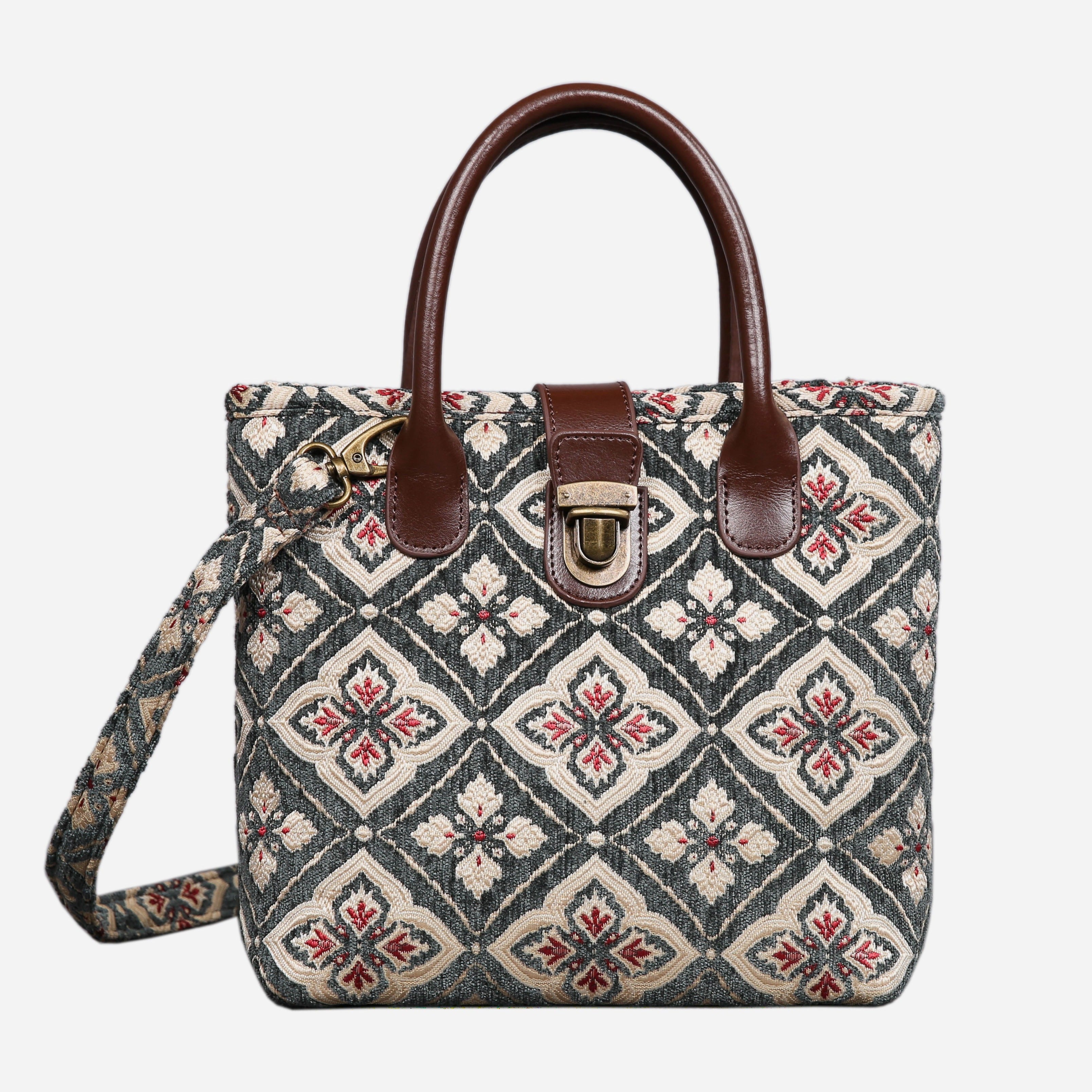 Ethnic Green Tuck Lock Carpet Satchel carpet bag MCW Handmade of America main