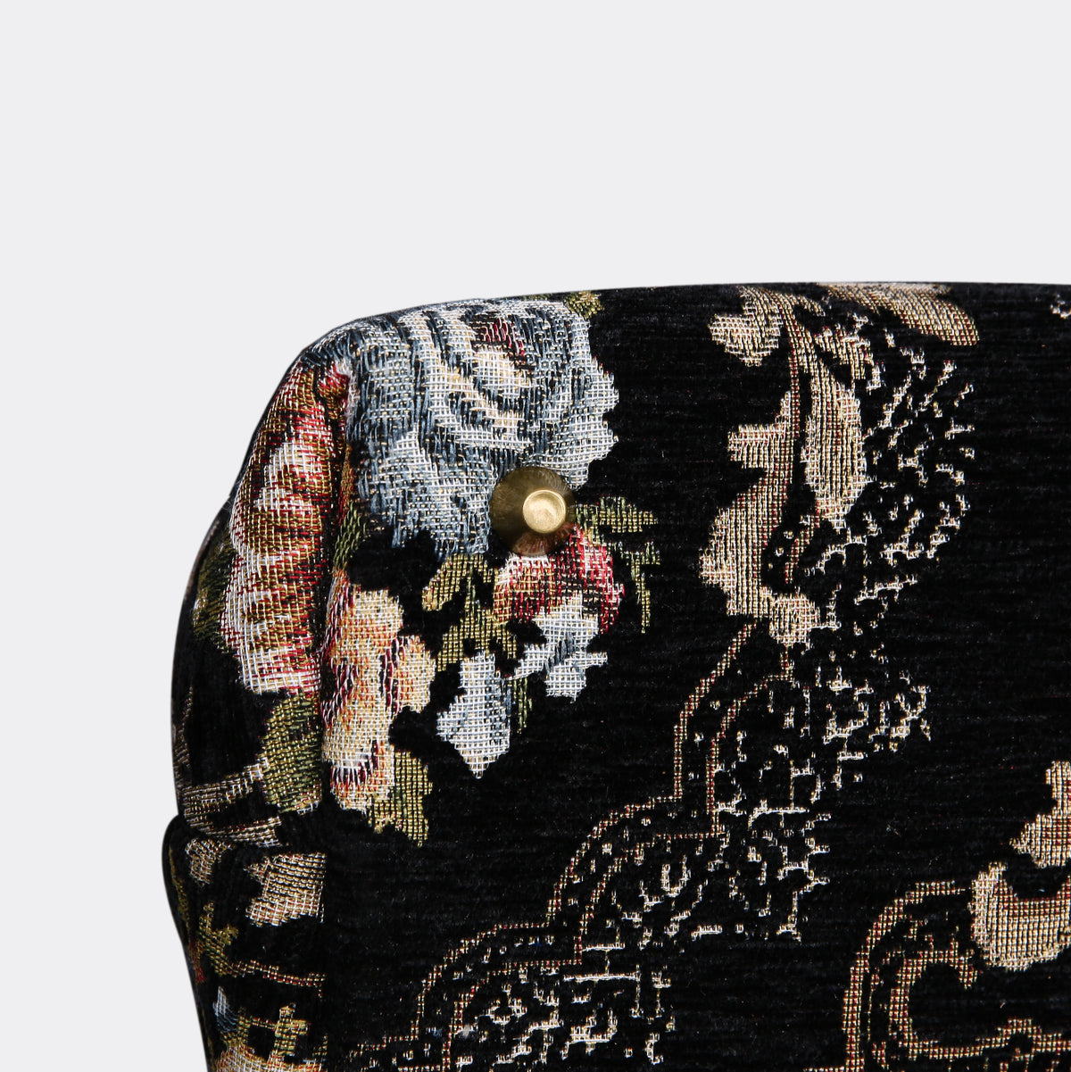 Floral Black Leather Black Carpet Handbag Purse carpet bag MCW Handmade of America bottom