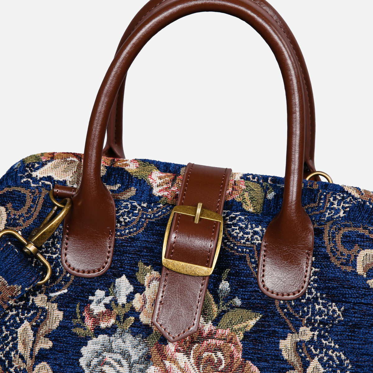 Floral Blue Carpet Handbag Purse carpet bag MCW Handmade of America buckle