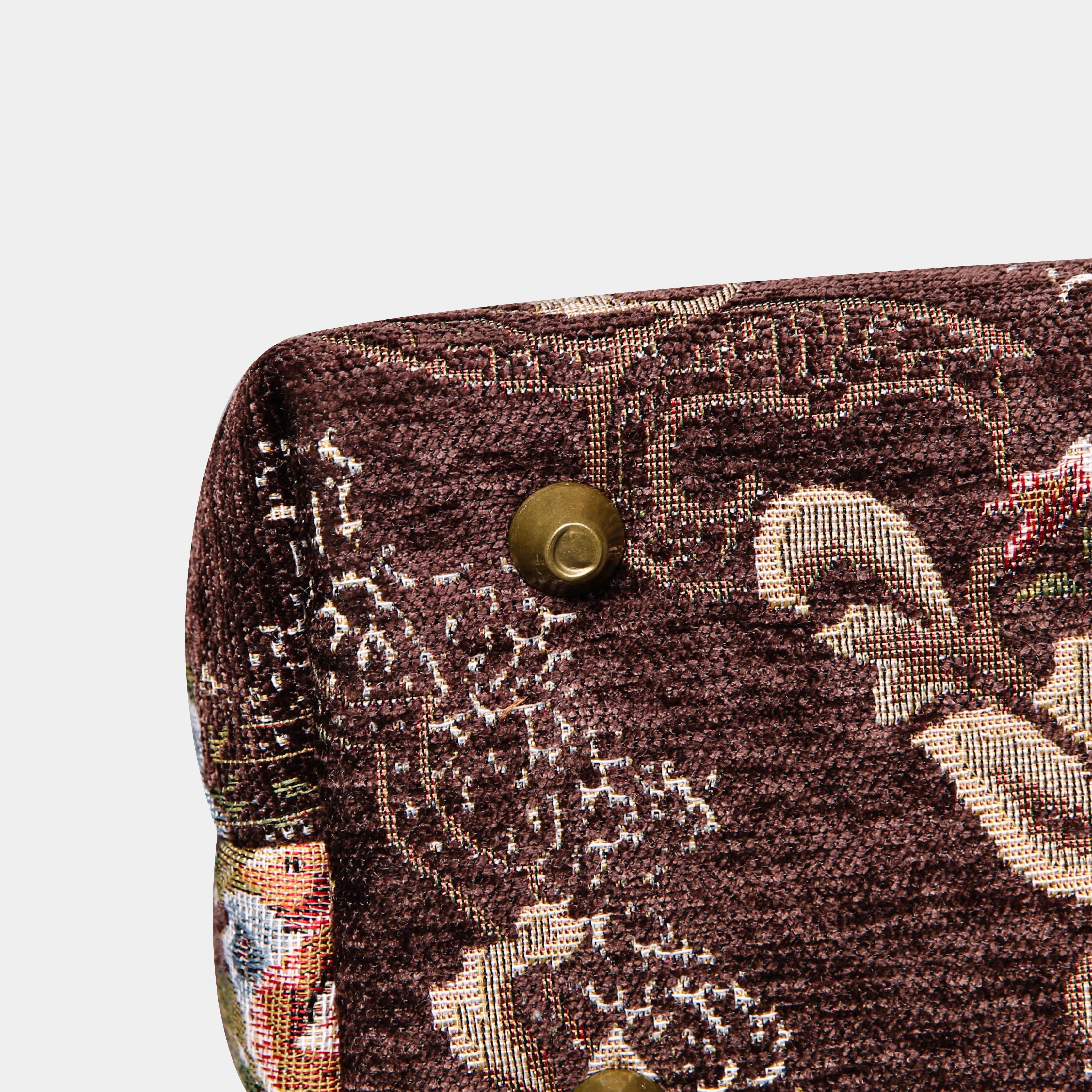 Floral Coffee Tuck Lock Carpet Satchel carpet bag MCW Handmade of America bottom