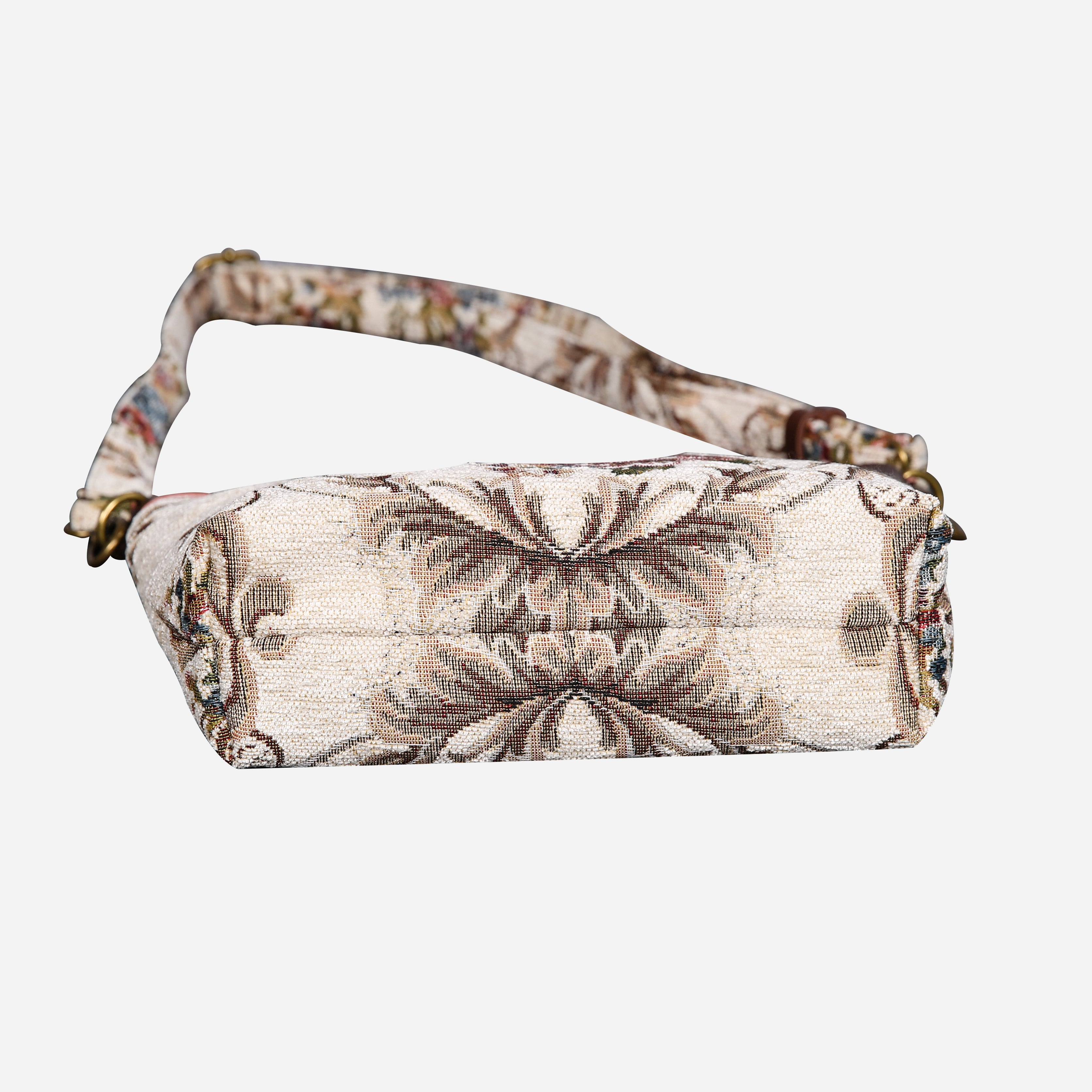 Floral Cream Carpet Crossbody Bag carpet bag MCW Handmade of America bottom